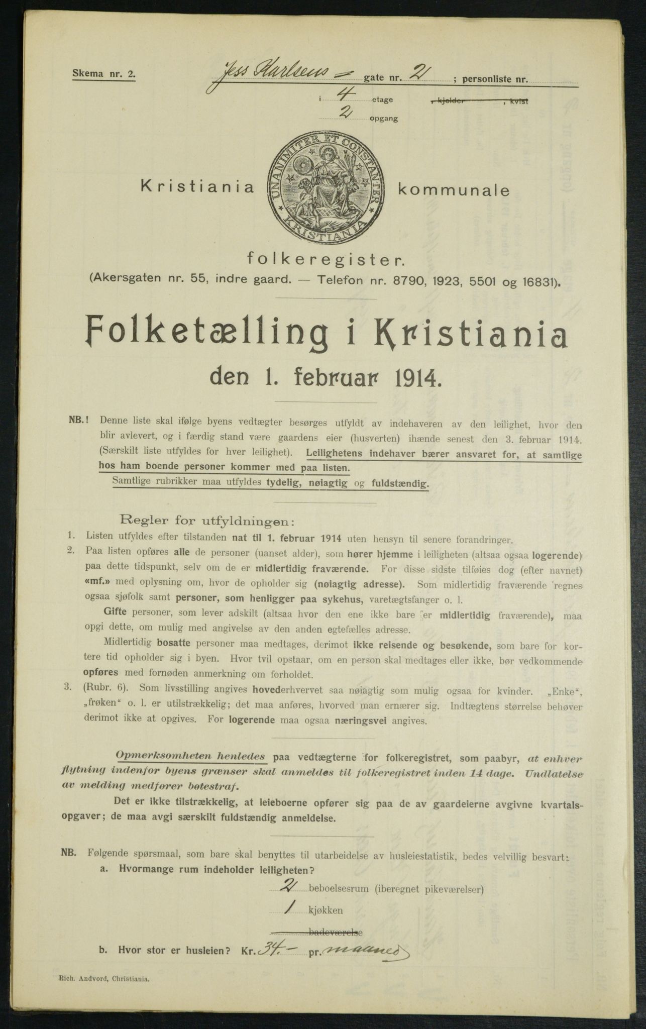 OBA, Municipal Census 1914 for Kristiania, 1914, p. 46977