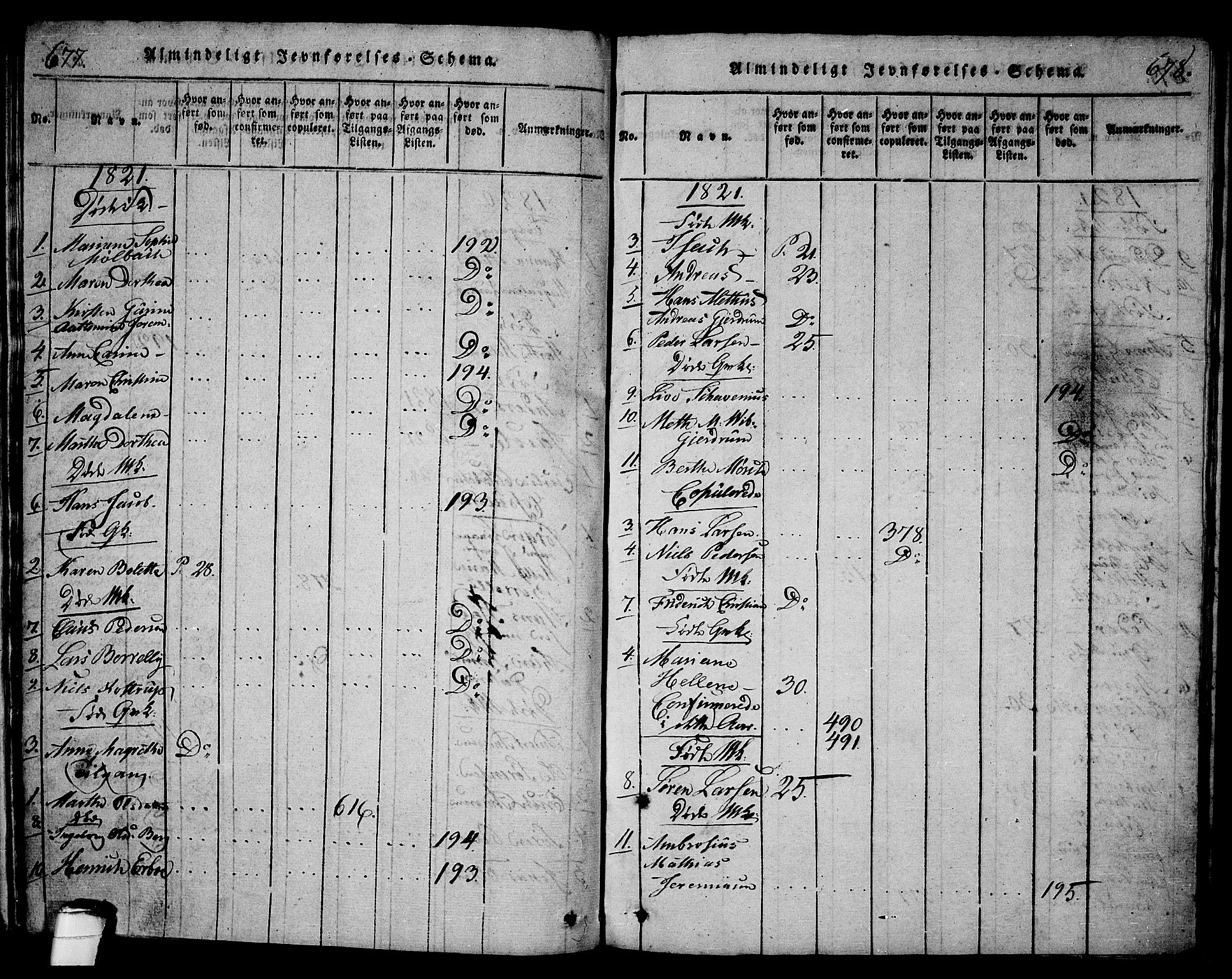 Langesund kirkebøker, SAKO/A-280/G/Ga/L0003: Parish register (copy) no. 3, 1815-1858, p. 677-678