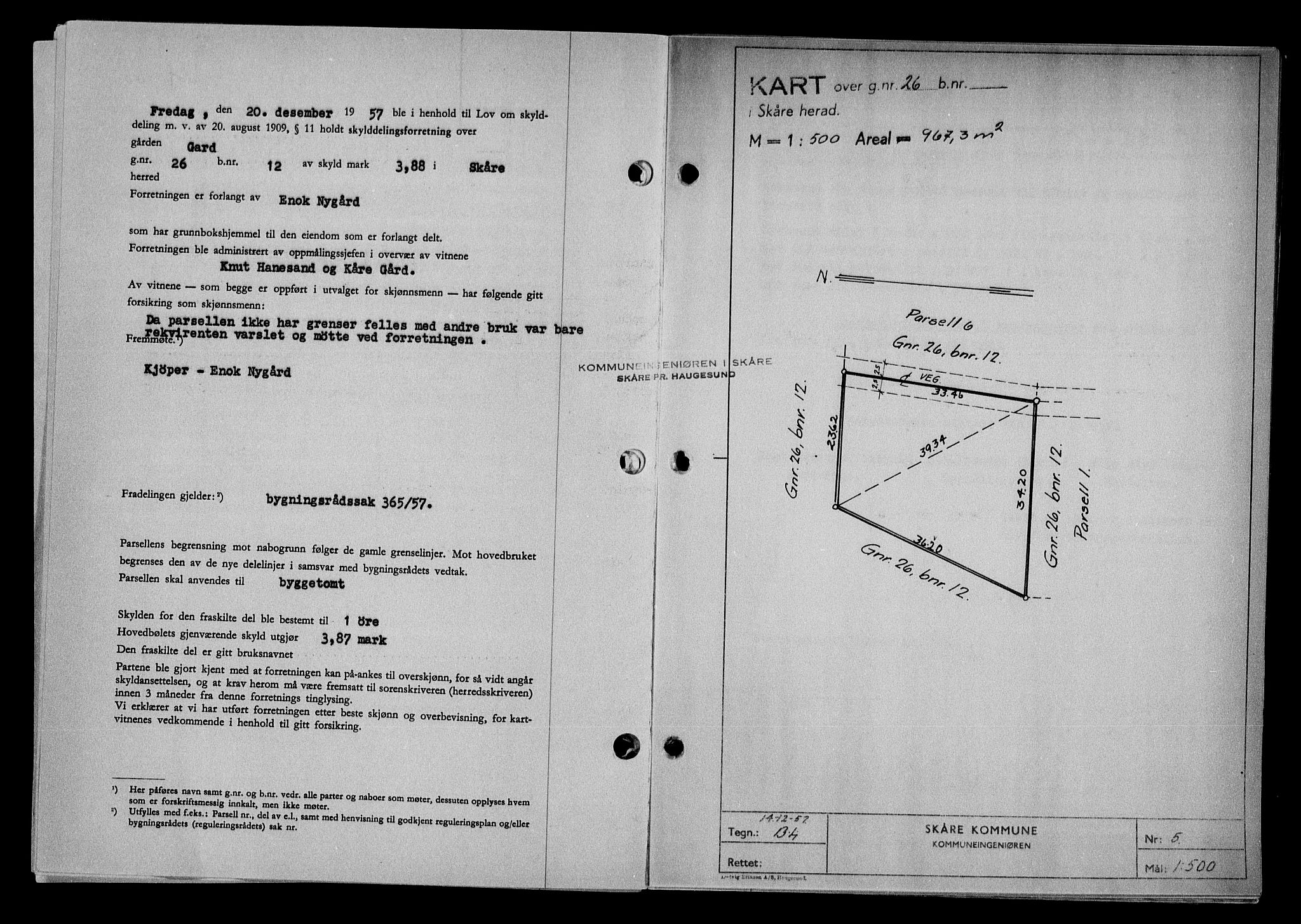 Haugesund tingrett, SAST/A-101415/01/II/IIC/L0068: Mortgage book no. A 9, 1956-1958, Diary no: : 65/1958