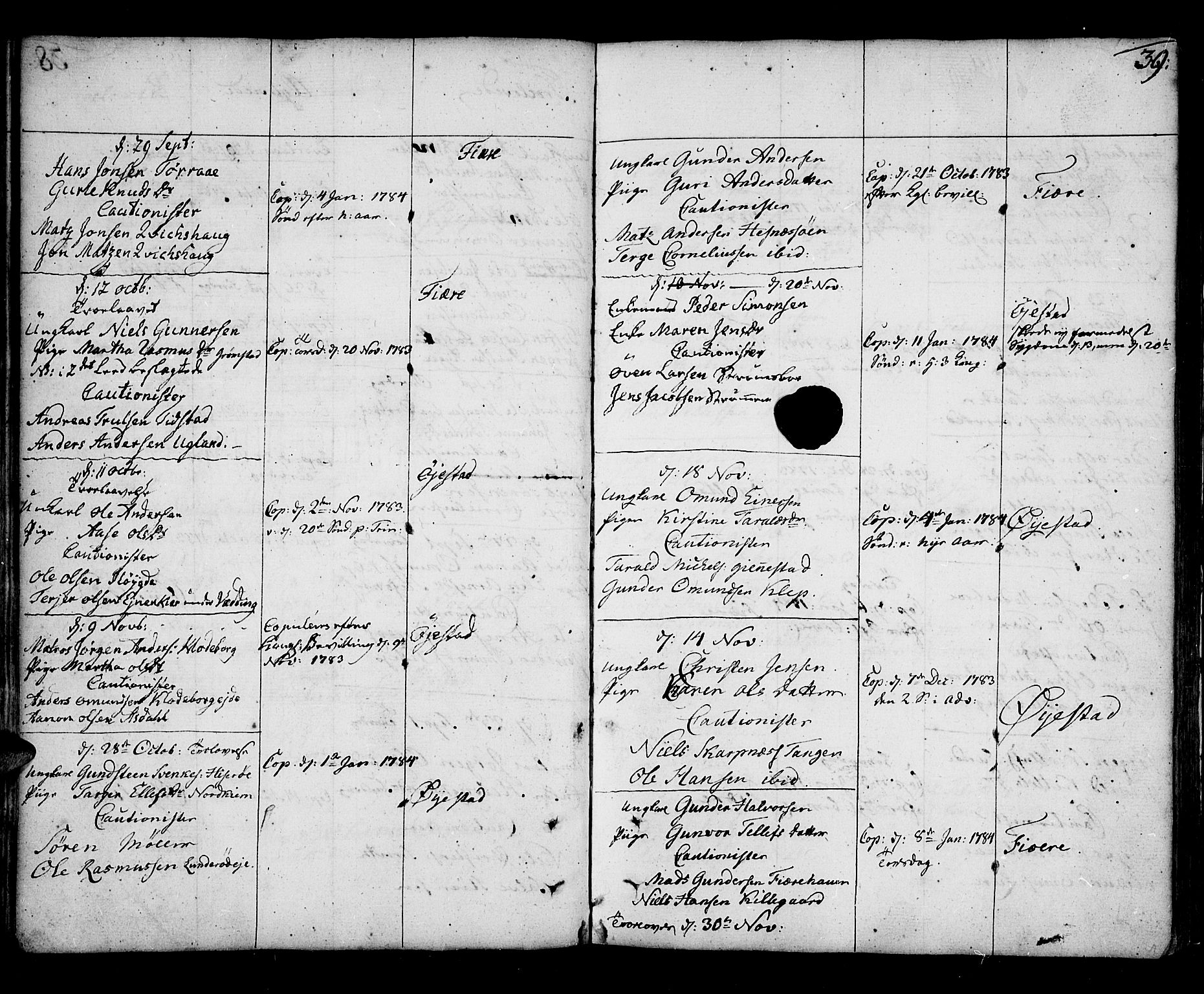 Øyestad sokneprestkontor, SAK/1111-0049/F/Fa/L0009: Parish register (official) no. A 9, 1778-1808, p. 39
