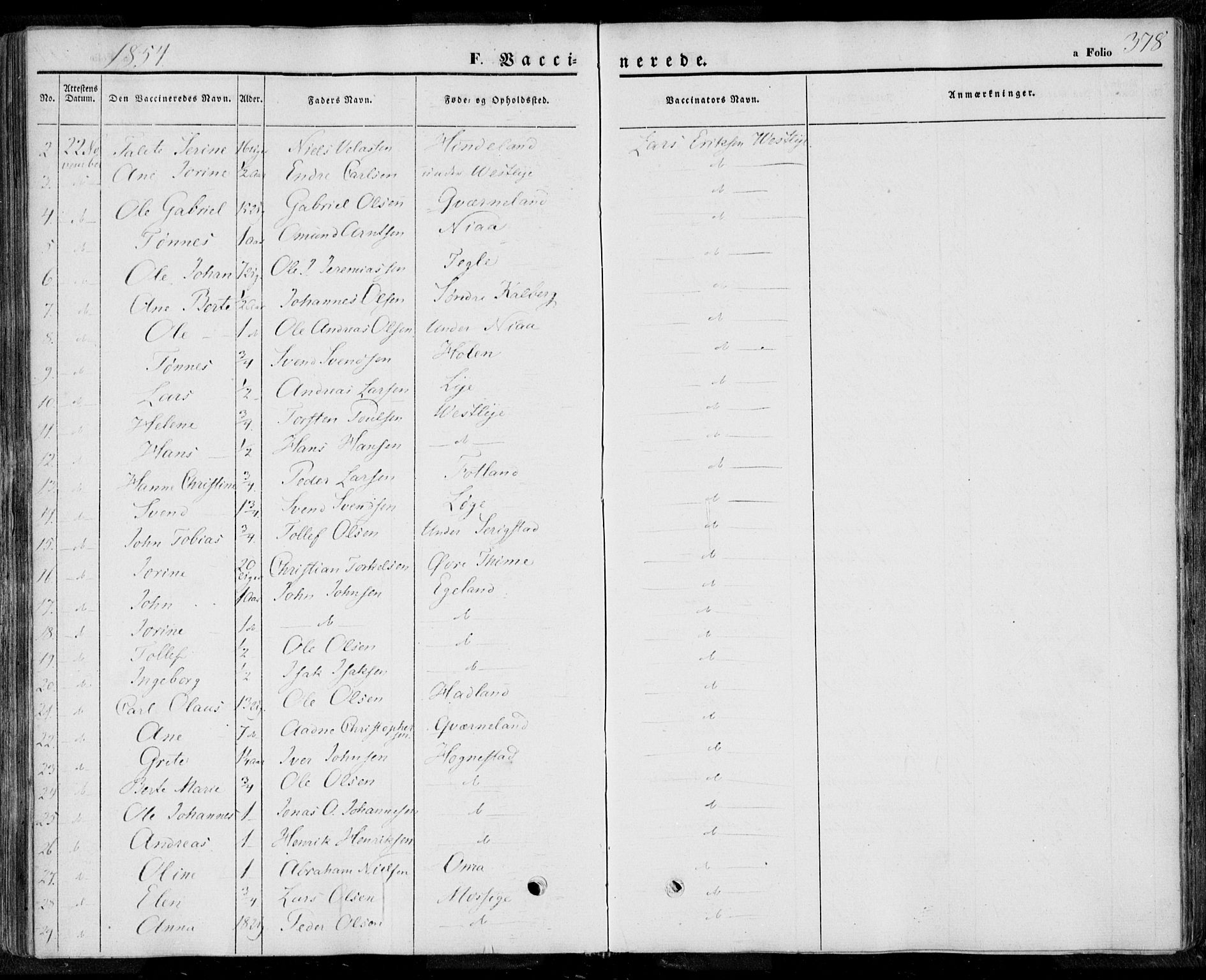 Lye sokneprestkontor, AV/SAST-A-101794/001/30BA/L0006: Parish register (official) no. A 5.2, 1842-1855, p. 378