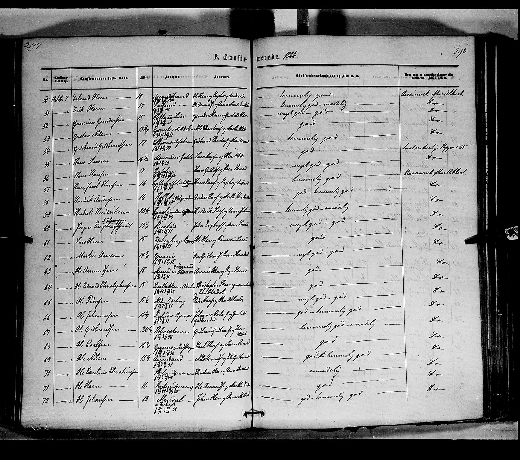 Vinger prestekontor, AV/SAH-PREST-024/H/Ha/Haa/L0011: Parish register (official) no. 11, 1862-1870, p. 298