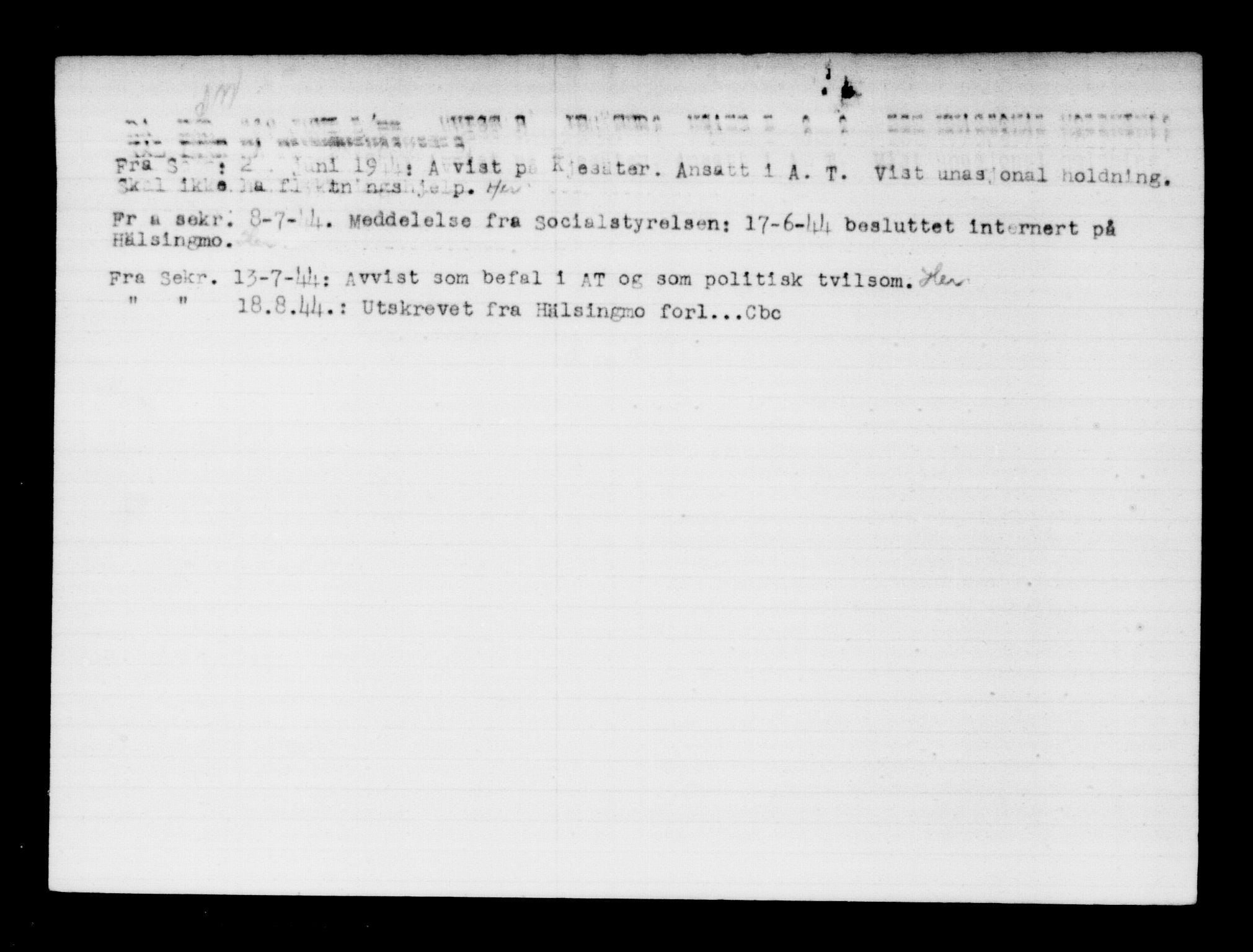 Den Kgl. Norske Legasjons Flyktningskontor, RA/S-6753/V/Va/L0011: Kjesäterkartoteket.  Flyktningenr. 25300-28349, 1940-1945, p. 1831