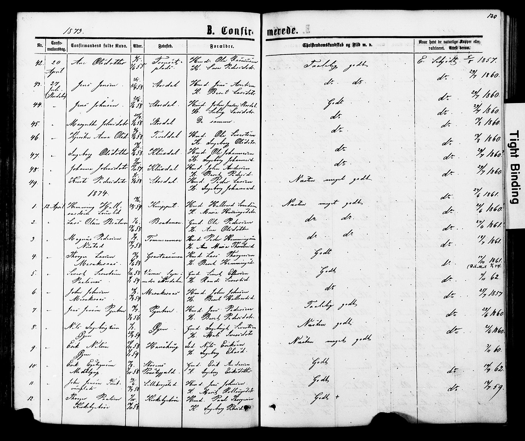 Ministerialprotokoller, klokkerbøker og fødselsregistre - Nord-Trøndelag, SAT/A-1458/706/L0049: Parish register (copy) no. 706C01, 1864-1895, p. 120