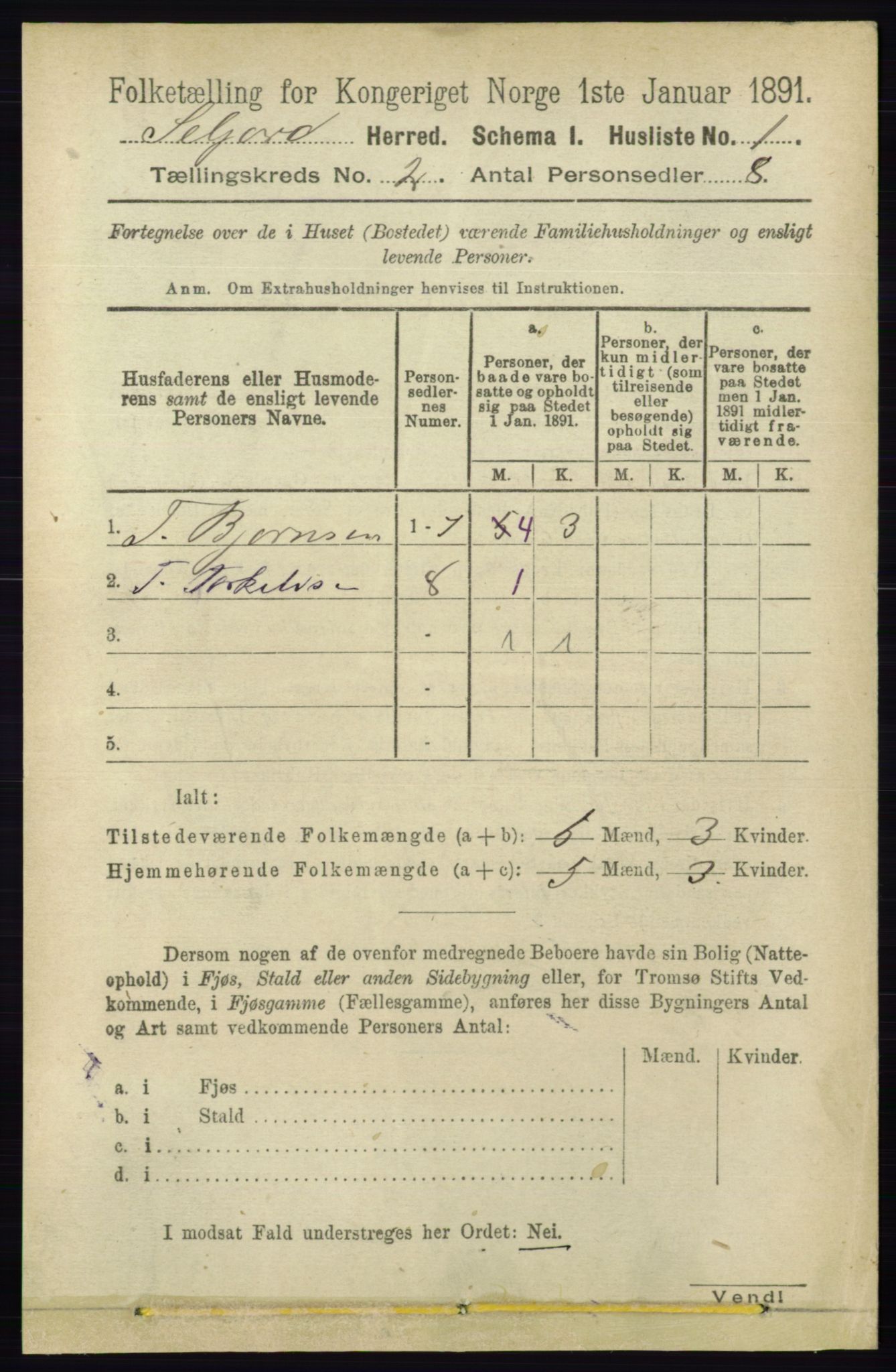 RA, 1891 census for 0828 Seljord, 1891, p. 498
