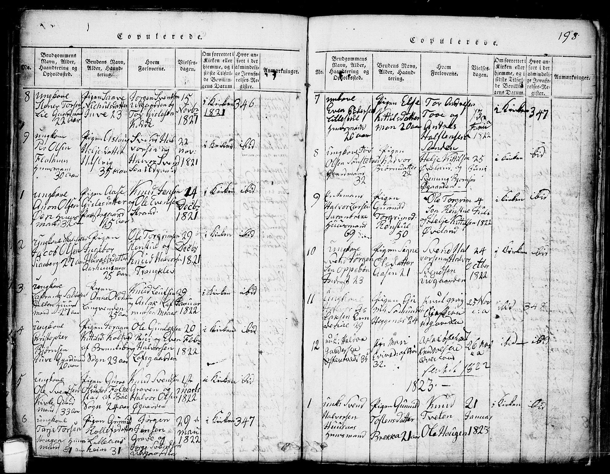 Seljord kirkebøker, SAKO/A-20/G/Ga/L0001: Parish register (copy) no. I 1, 1815-1854, p. 198