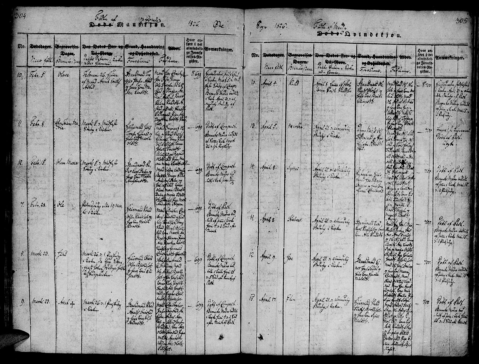 Ministerialprotokoller, klokkerbøker og fødselsregistre - Møre og Romsdal, SAT/A-1454/586/L0982: Parish register (official) no. 586A08, 1819-1829, p. 304-305