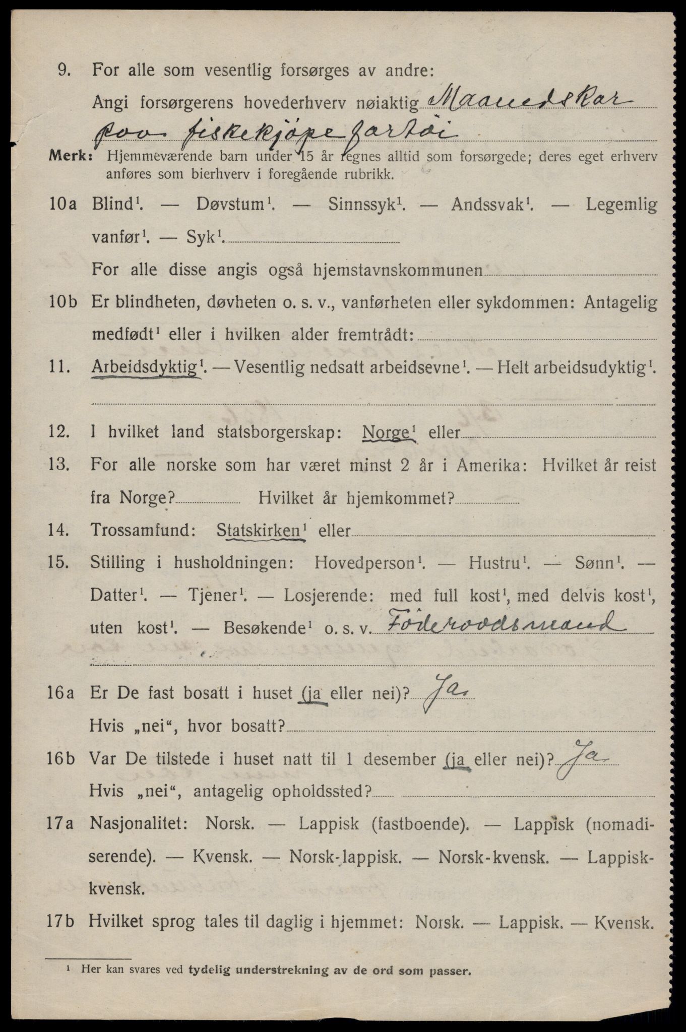 SAT, 1920 census for Dverberg, 1920, p. 9421