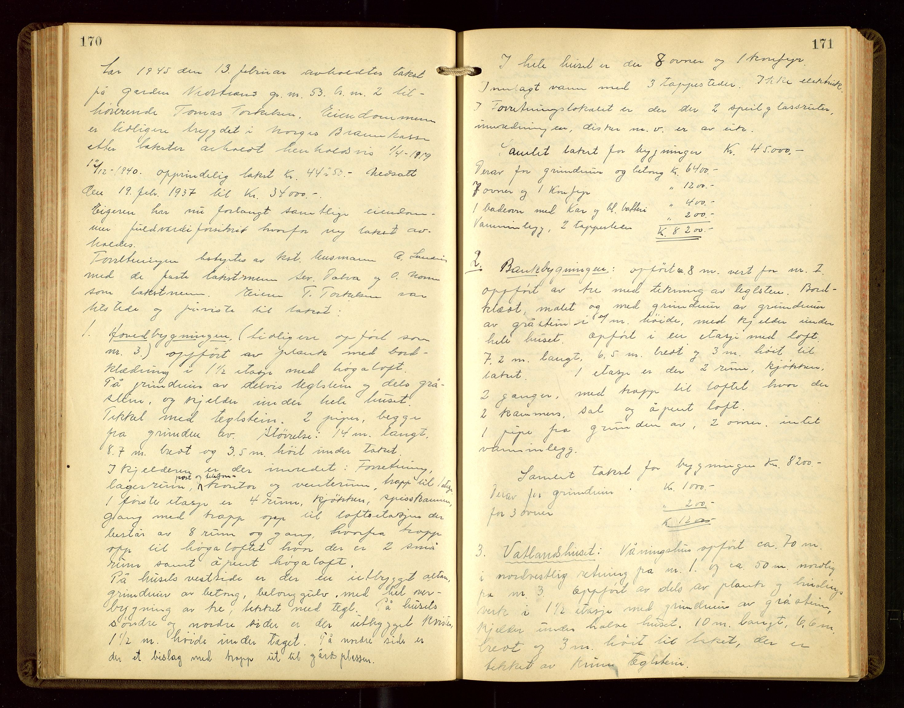Nedstrand lensmannskontor, AV/SAST-A-100236/Goa/L0002: "Brandtakstprotokoll for lensmannen i Nedstrand", 1922-1955, p. 170-171