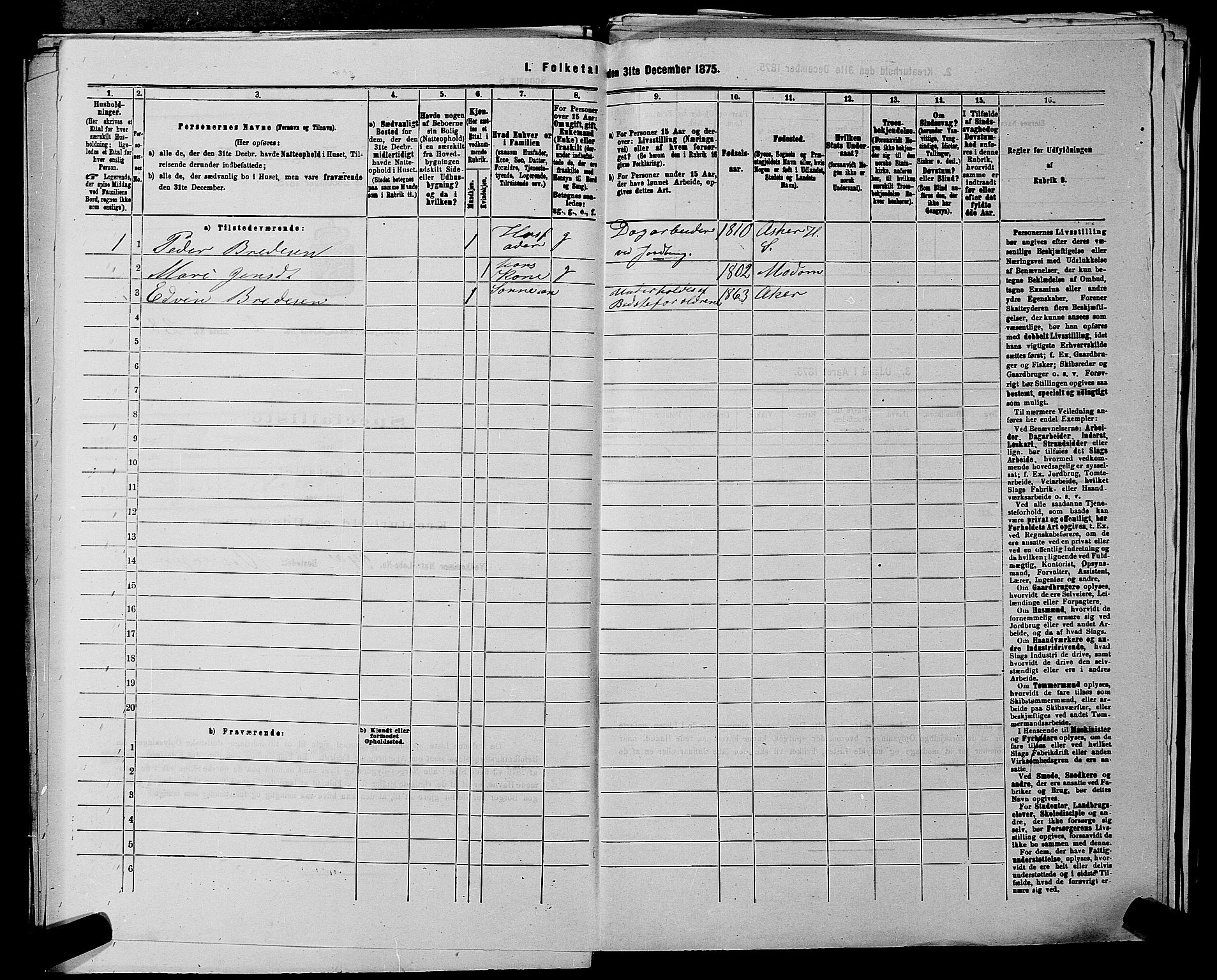 RA, 1875 census for 0220P Asker, 1875, p. 420