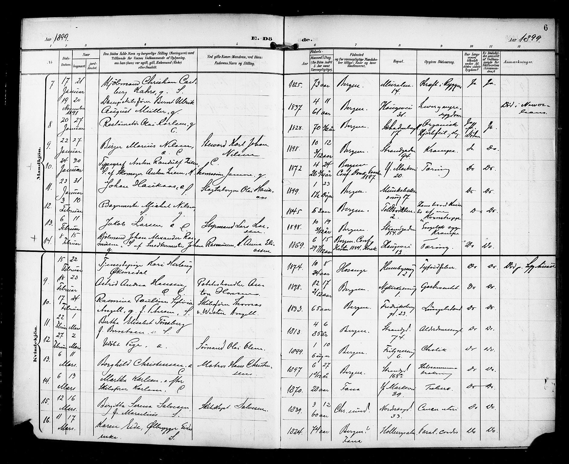 Nykirken Sokneprestembete, AV/SAB-A-77101/H/Haa/L0045: Parish register (official) no. E 5, 1899-1917, p. 6