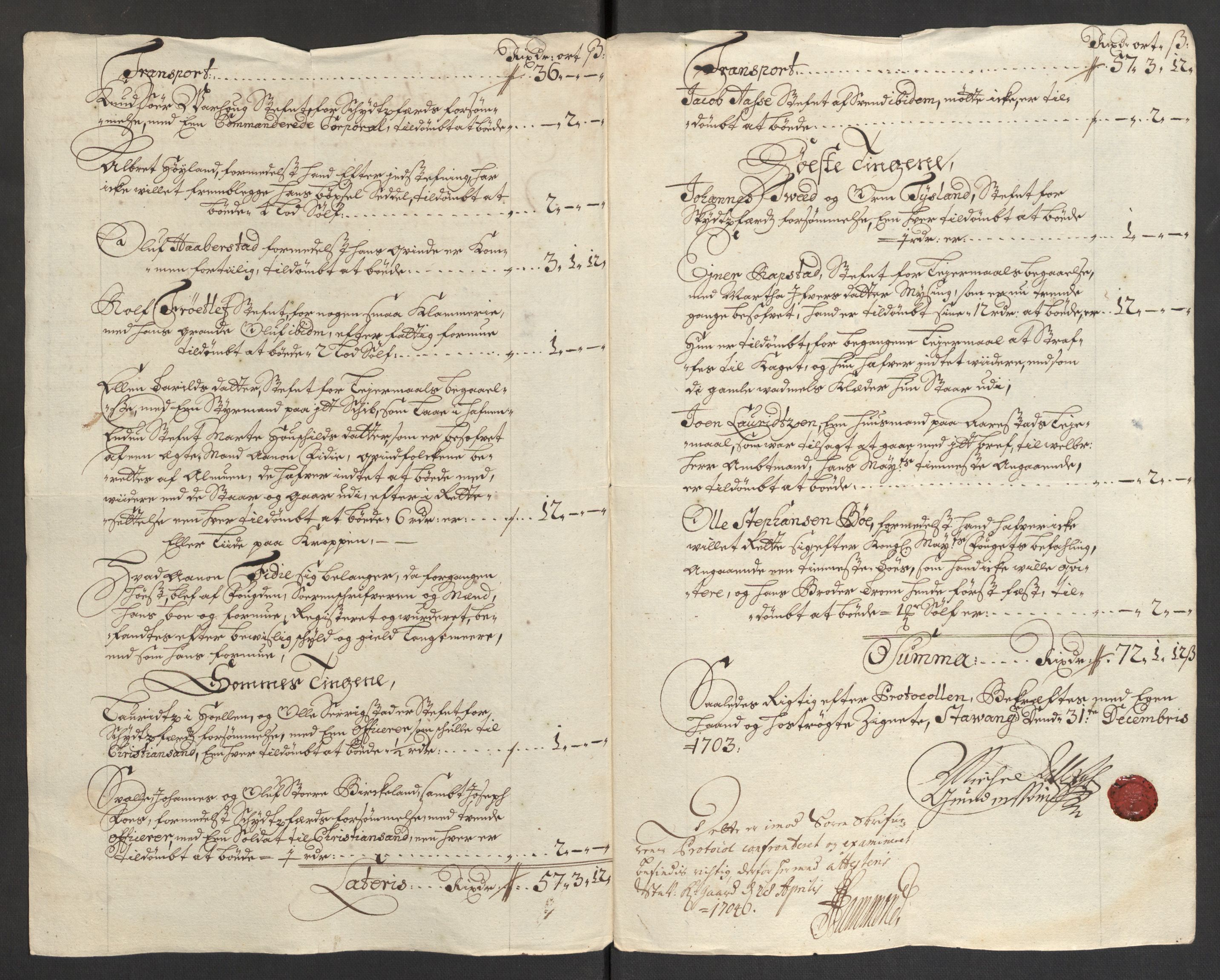 Rentekammeret inntil 1814, Reviderte regnskaper, Fogderegnskap, RA/EA-4092/R46/L2732: Fogderegnskap Jæren og Dalane, 1703-1704, p. 26