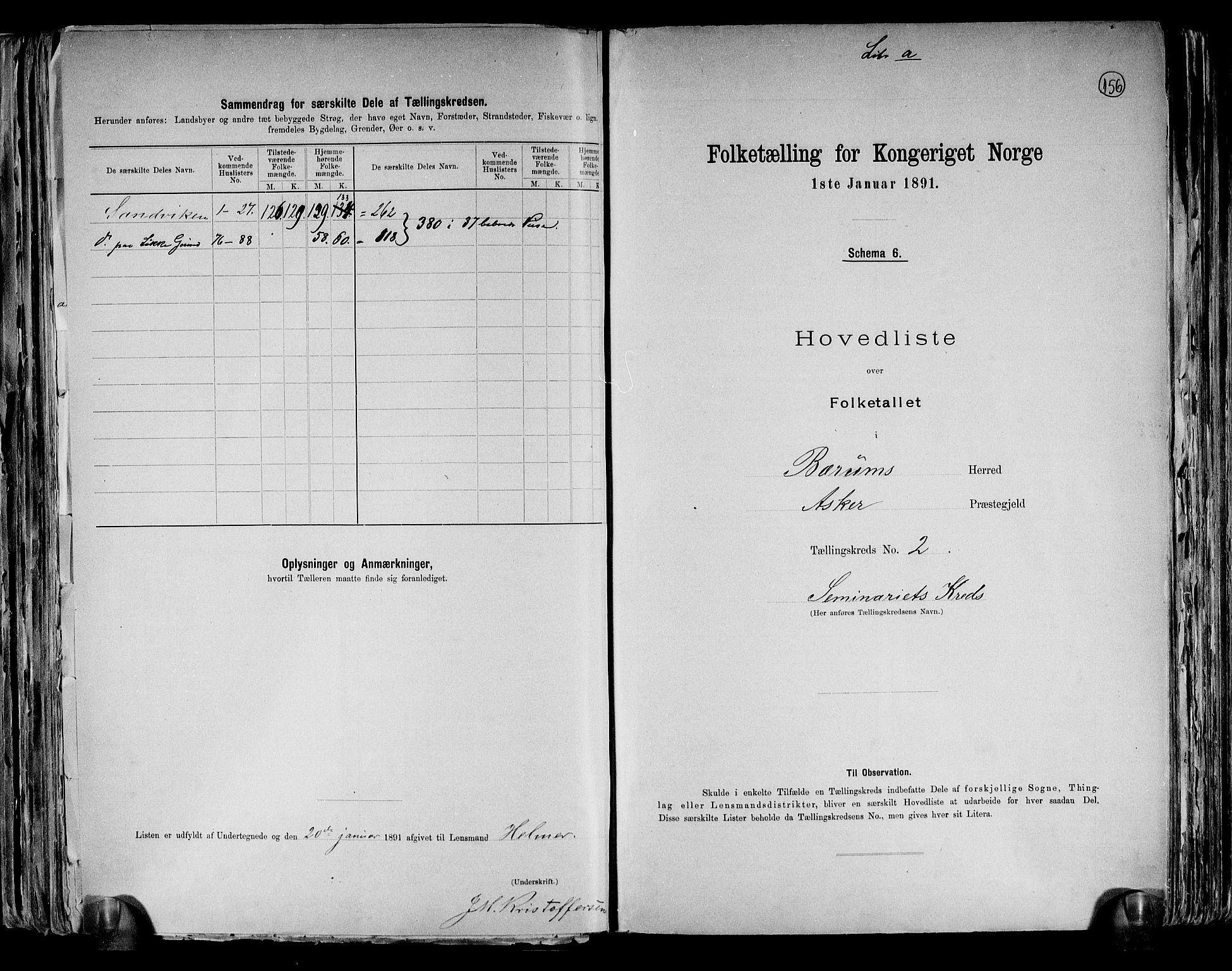 RA, 1891 census for 0219 Bærum, 1891, p. 15