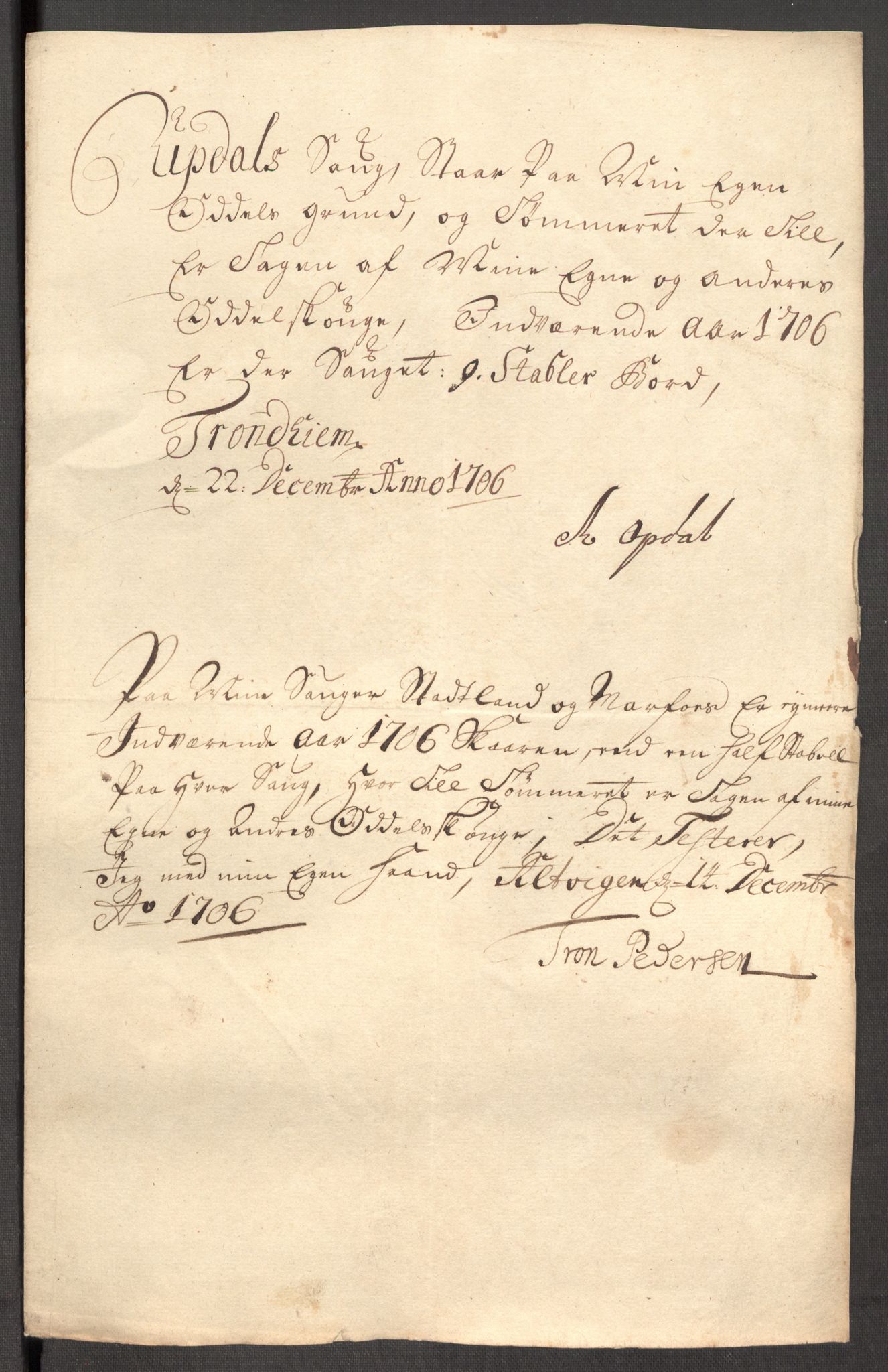 Rentekammeret inntil 1814, Reviderte regnskaper, Fogderegnskap, AV/RA-EA-4092/R64/L4429: Fogderegnskap Namdal, 1705-1706, p. 338