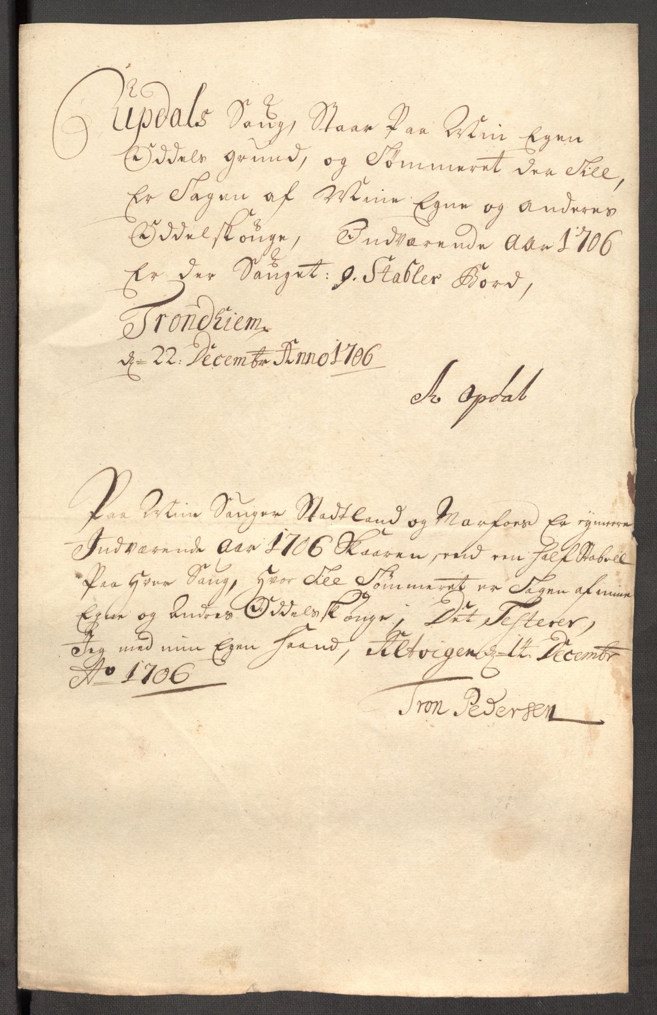 Rentekammeret inntil 1814, Reviderte regnskaper, Fogderegnskap, RA/EA-4092/R64/L4429: Fogderegnskap Namdal, 1705-1706, p. 338