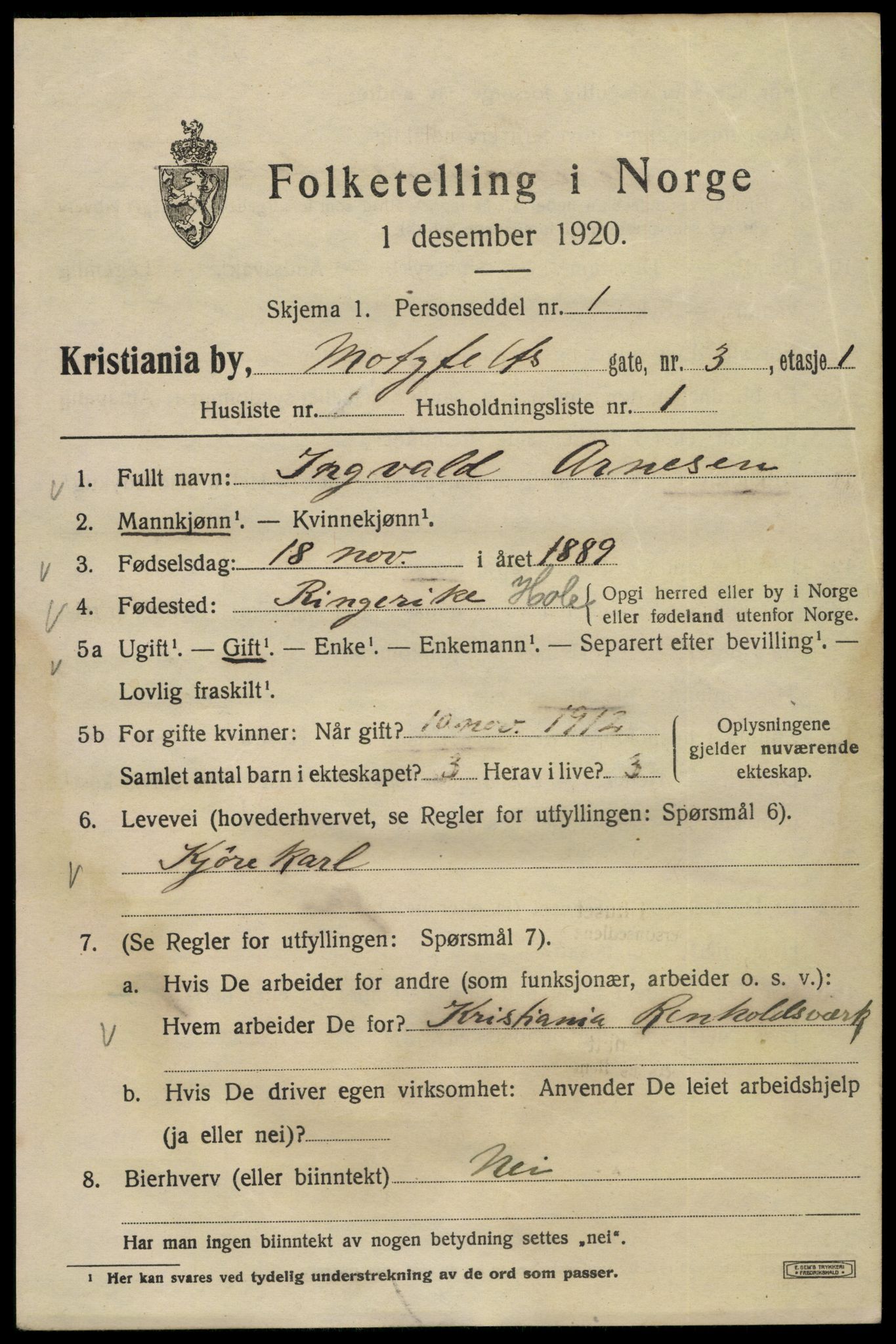 SAO, 1920 census for Kristiania, 1920, p. 397467