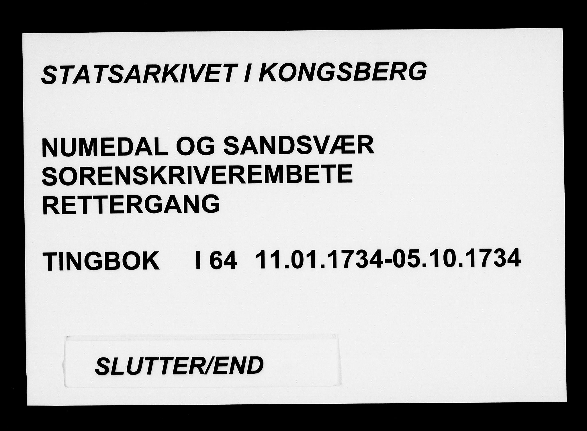 Numedal og Sandsvær sorenskriveri, AV/SAKO-A-128/F/Fa/Faa/L0064: Tingbøker, 1734