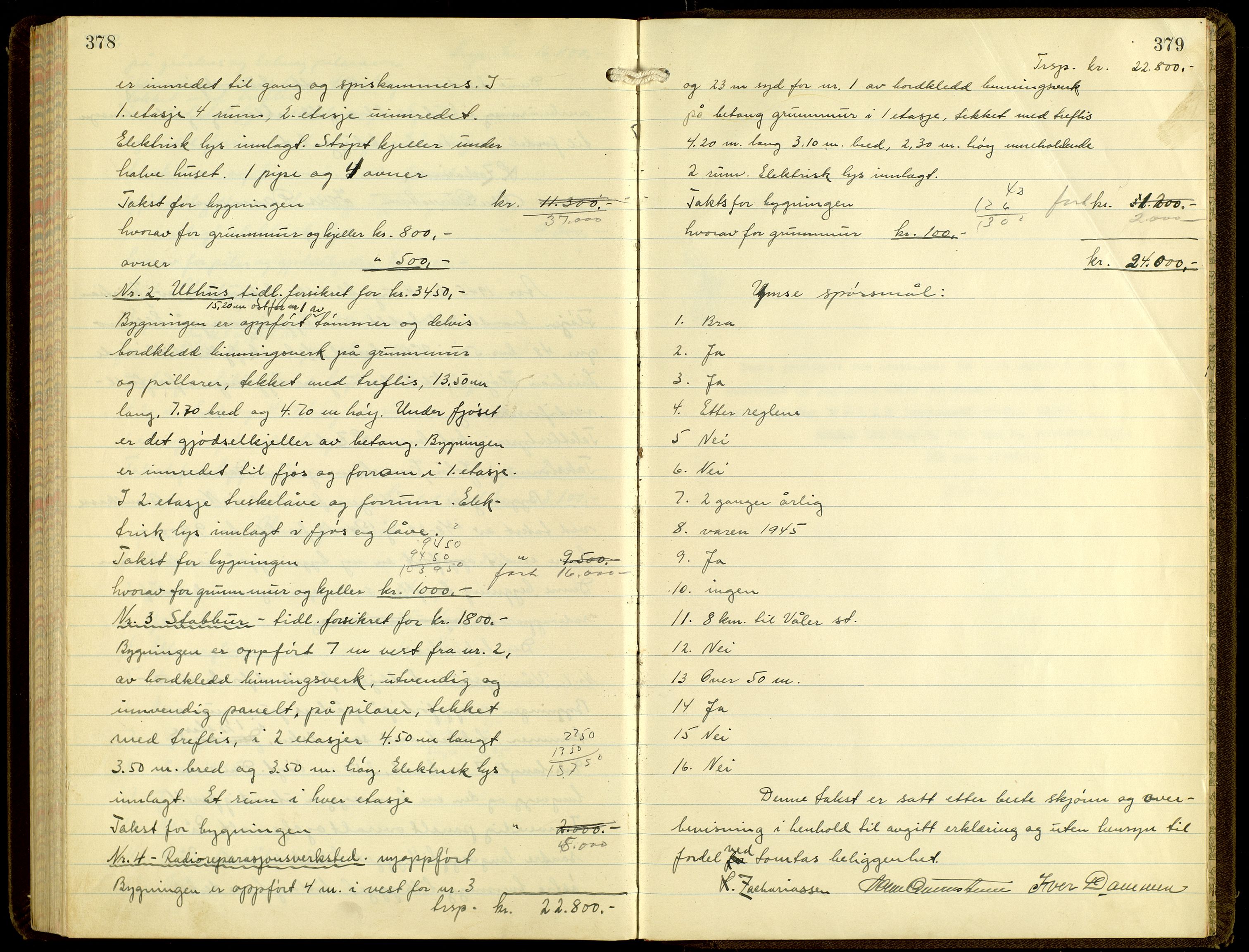 Norges Brannkasse, Våler, Hedmark, AV/SAH-NBRANV-019/F/L0007: Branntakstprotokoll, 1942-1945, p. 378-379