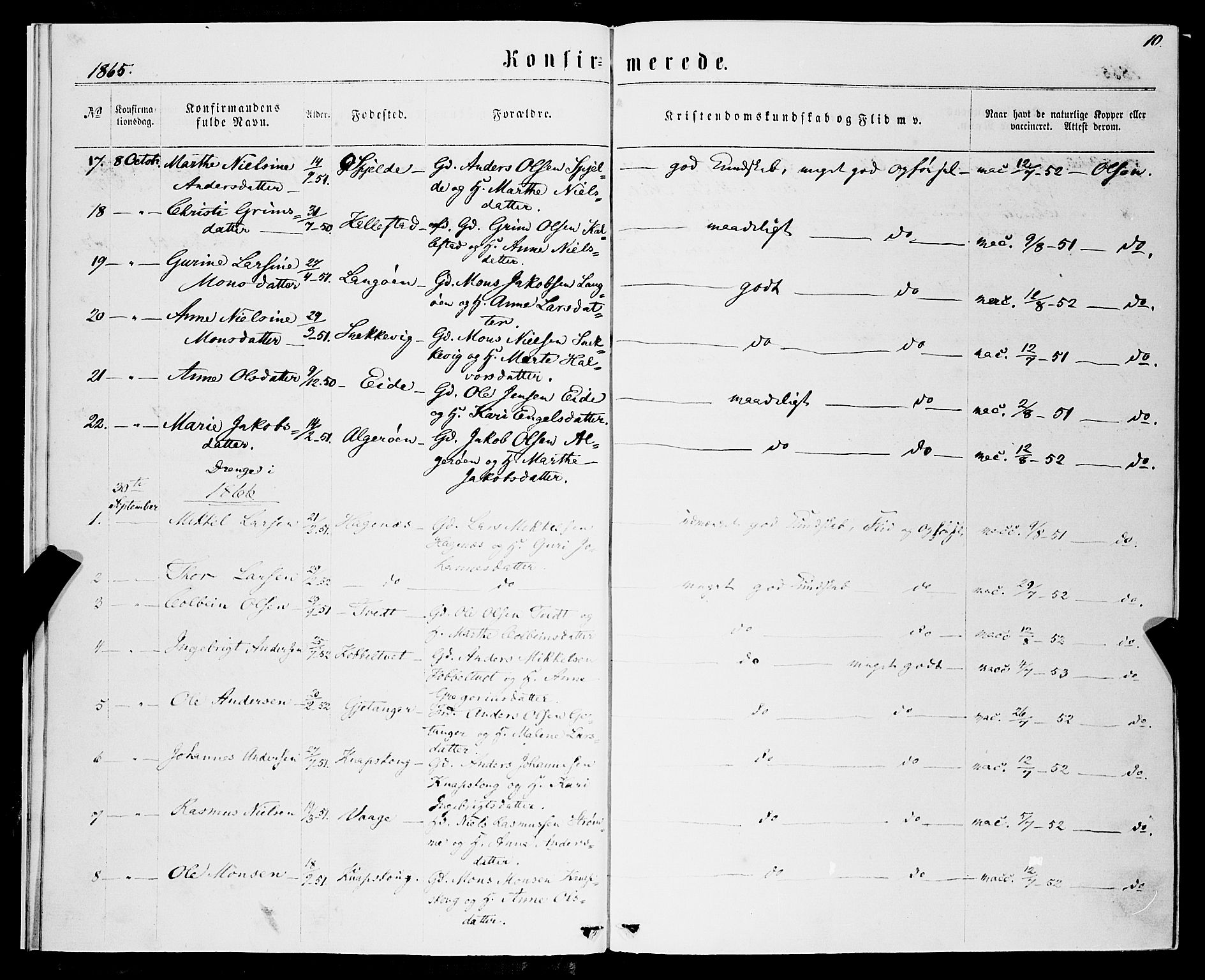 Fjell sokneprestembete, SAB/A-75301/H/Haa: Parish register (official) no. A 5, 1864-1877, p. 10