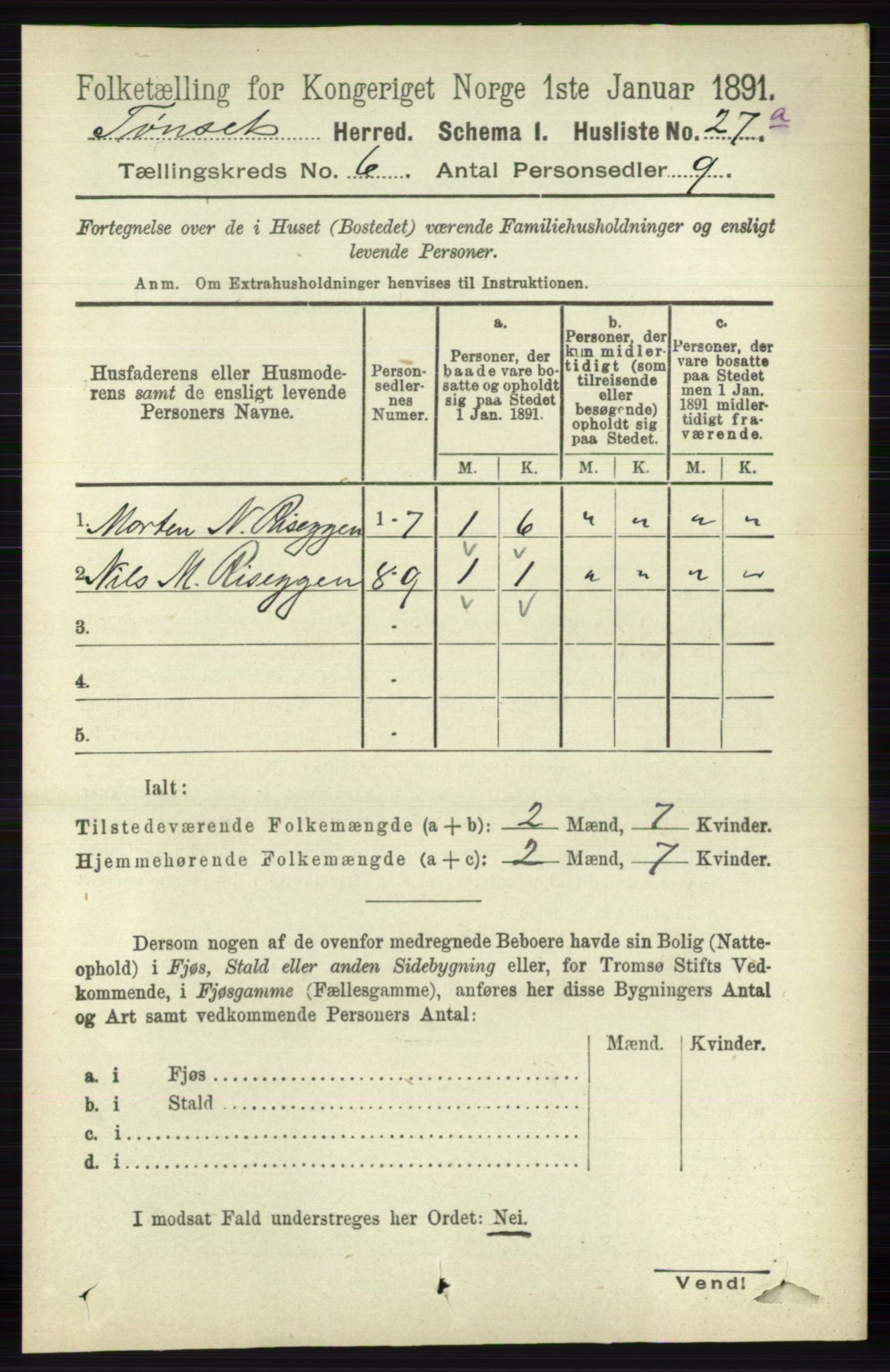 RA, 1891 census for 0437 Tynset, 1891, p. 1459