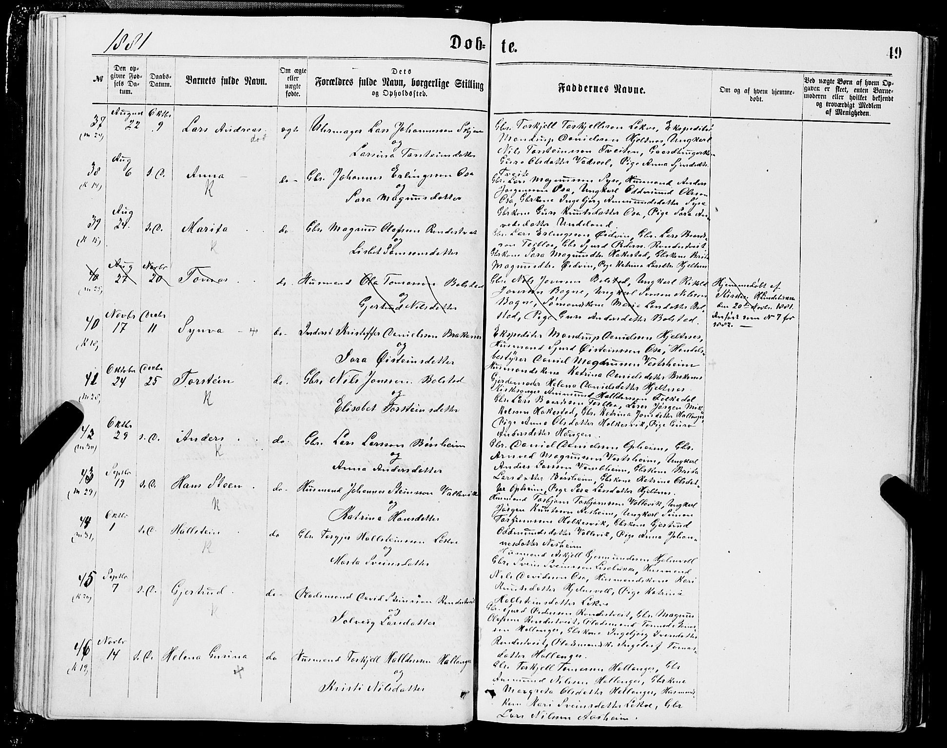 Ulvik sokneprestembete, SAB/A-78801/H/Hab: Parish register (copy) no. A 2, 1869-1882, p. 49