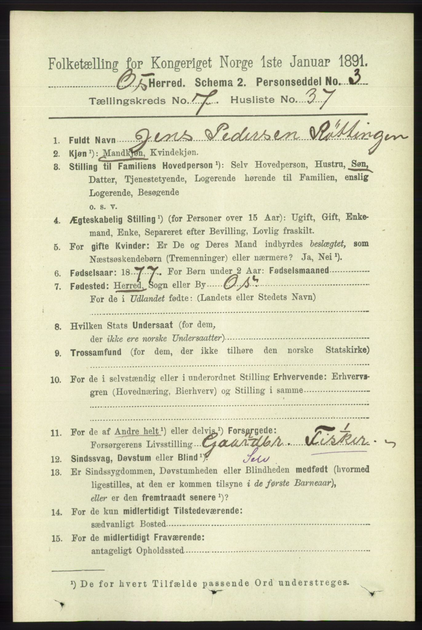 RA, 1891 census for 1243 Os, 1891, p. 1817