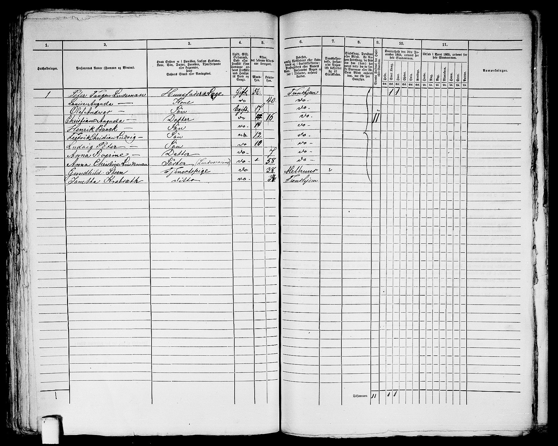 RA, 1865 census for Trondheim, 1865, p. 987