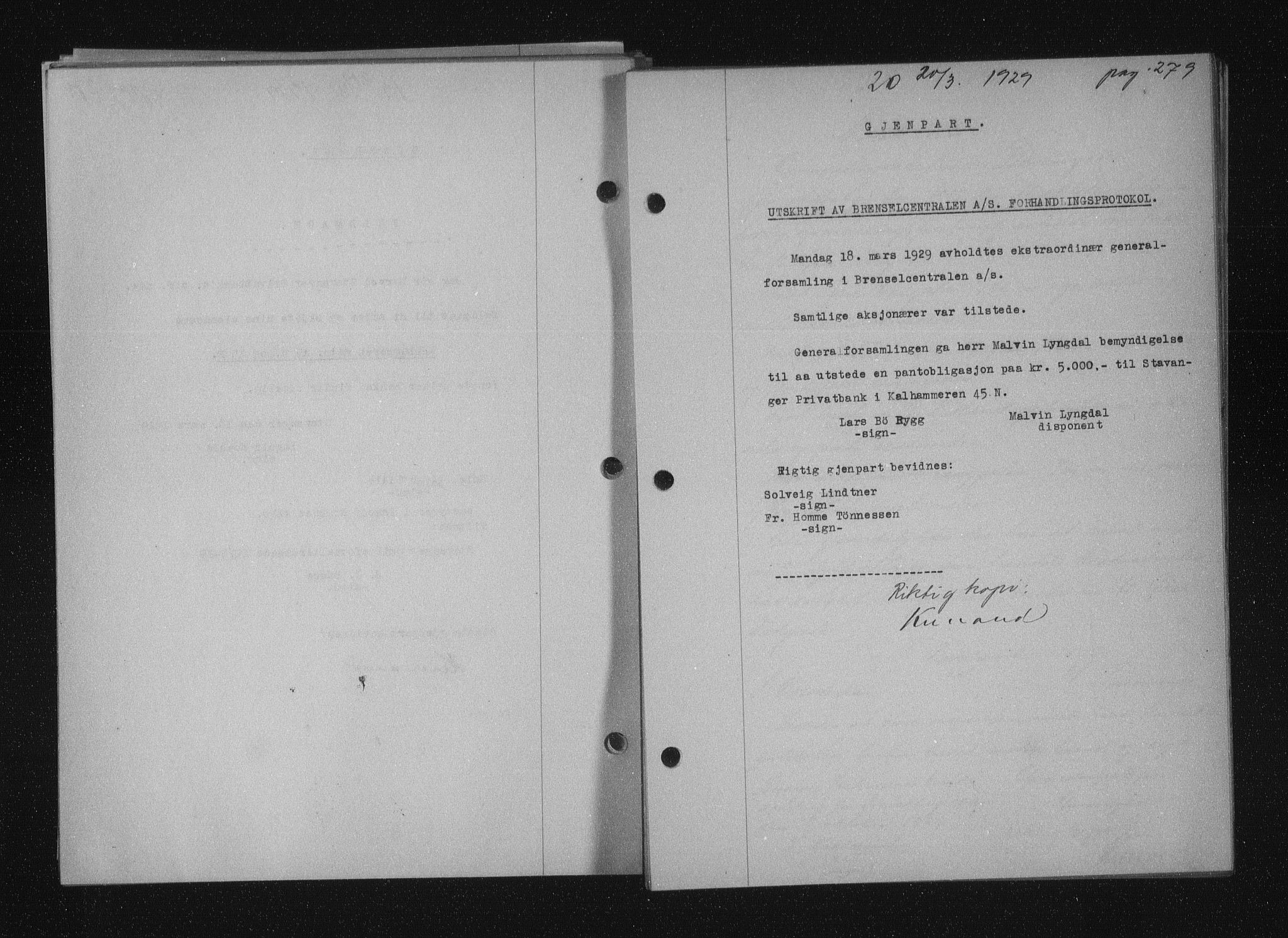 Stavanger byfogd, AV/SAST-A-101408/001/4/41/410/410BB/L0055: Mortgage book no. 43, 1928-1929, Deed date: 20.03.1929