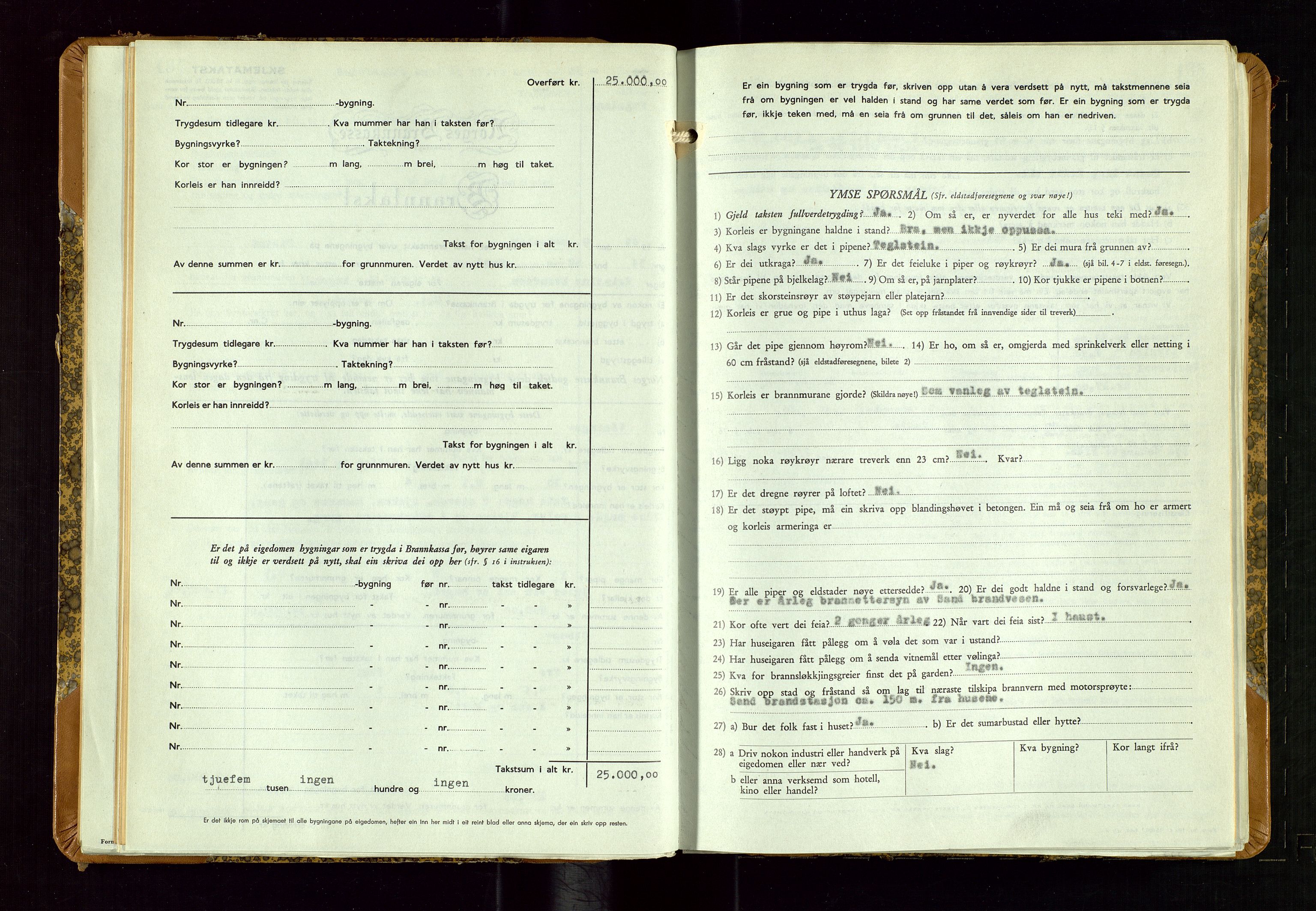 Sand lensmannskontor, AV/SAST-A-100415/Goc/L0002: "Brandtaxationsprotokol", 1936-1952, p. 134-135