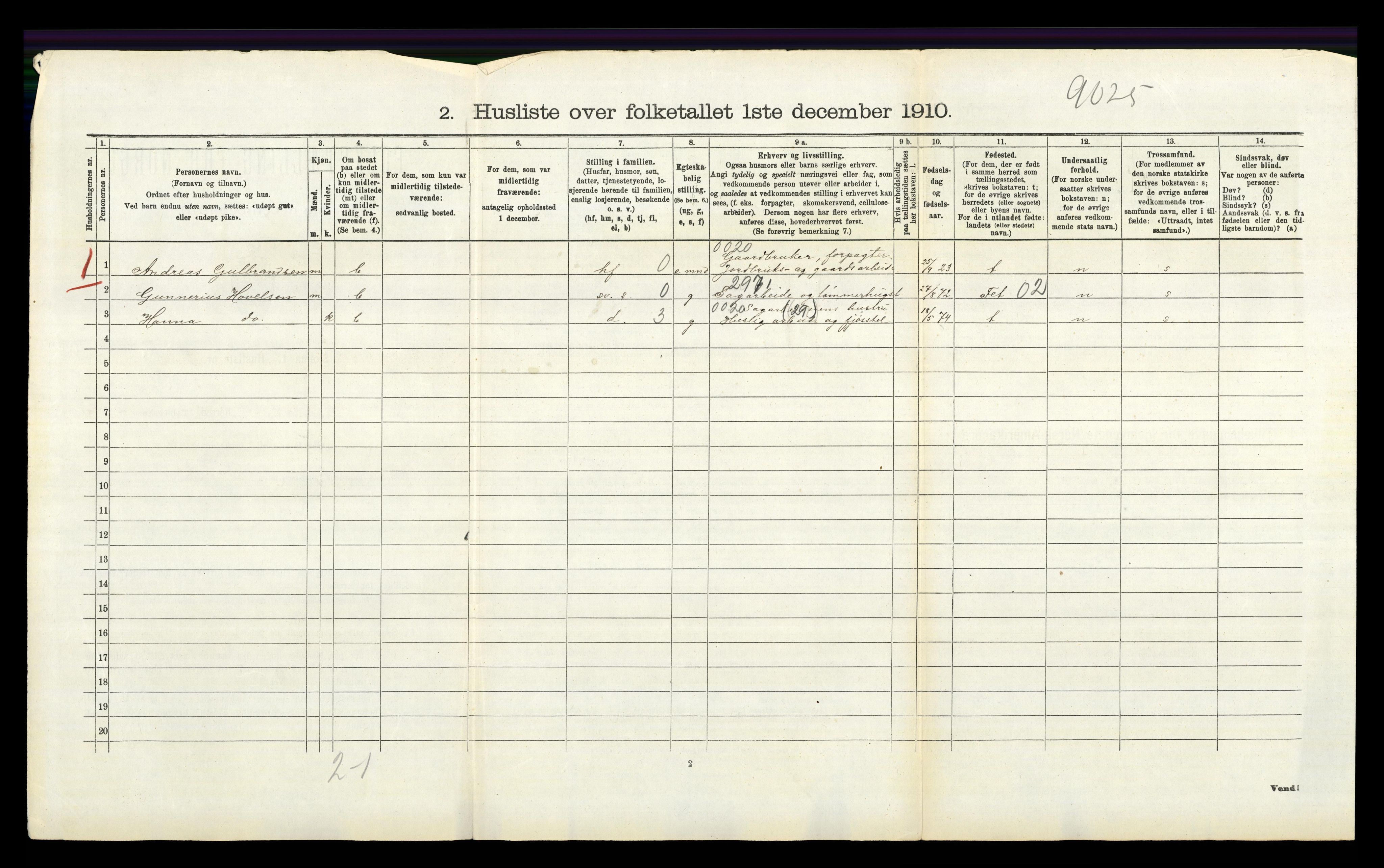 RA, 1910 census for Enebakk, 1910, p. 268