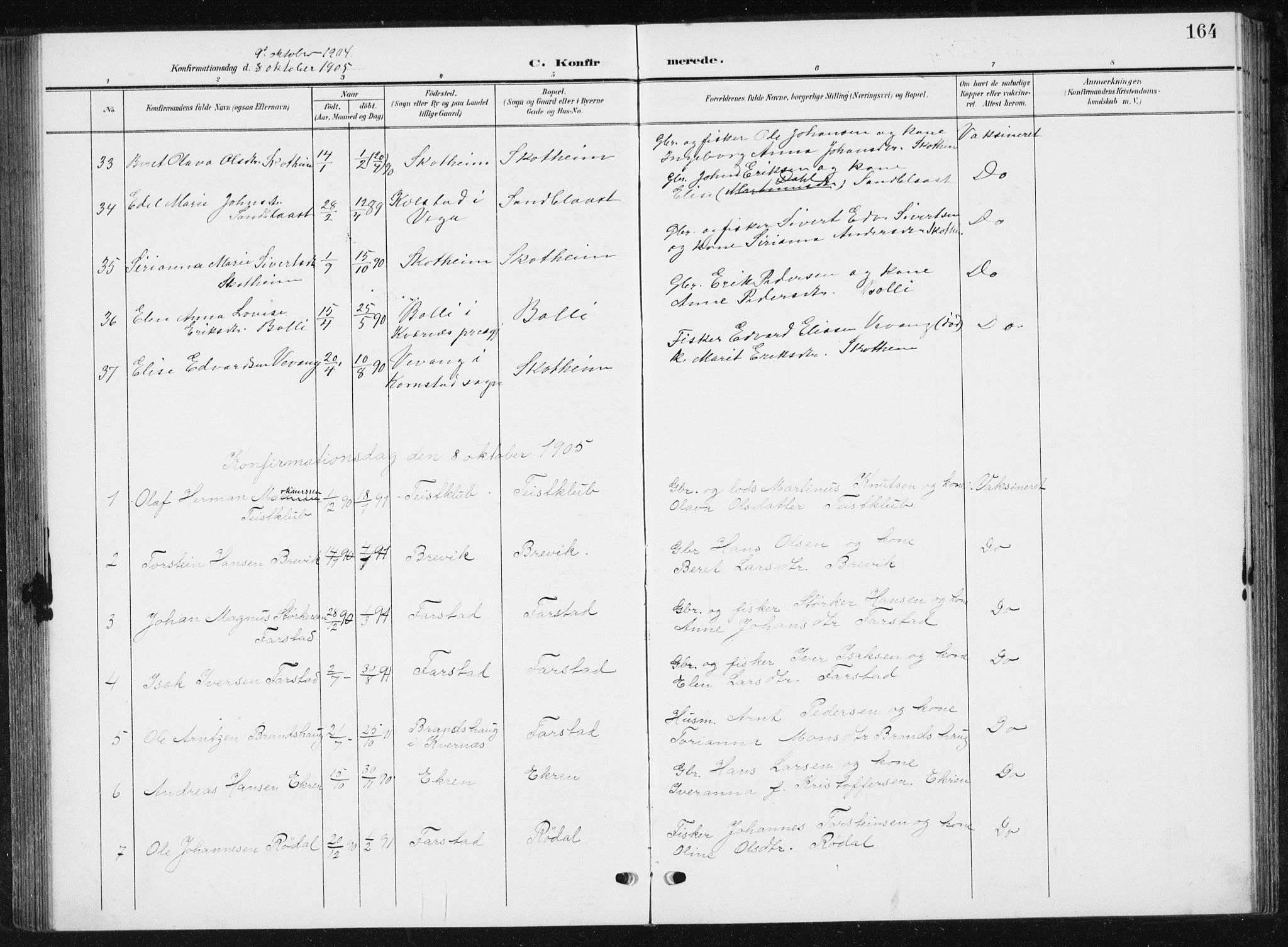 Ministerialprotokoller, klokkerbøker og fødselsregistre - Møre og Romsdal, AV/SAT-A-1454/567/L0784: Parish register (copy) no. 567C04, 1903-1938, p. 164