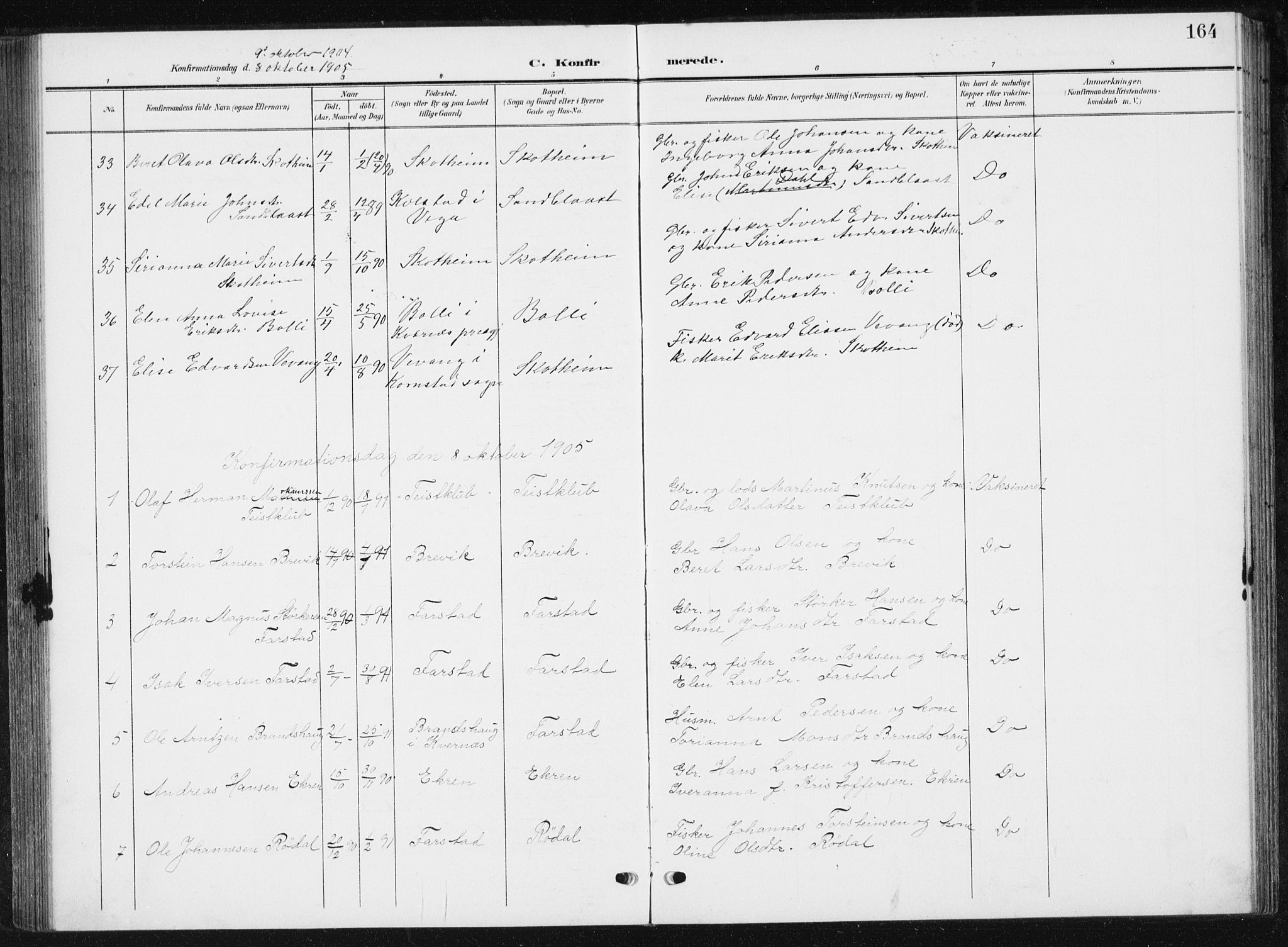 Ministerialprotokoller, klokkerbøker og fødselsregistre - Møre og Romsdal, SAT/A-1454/567/L0784: Parish register (copy) no. 567C04, 1903-1938, p. 164