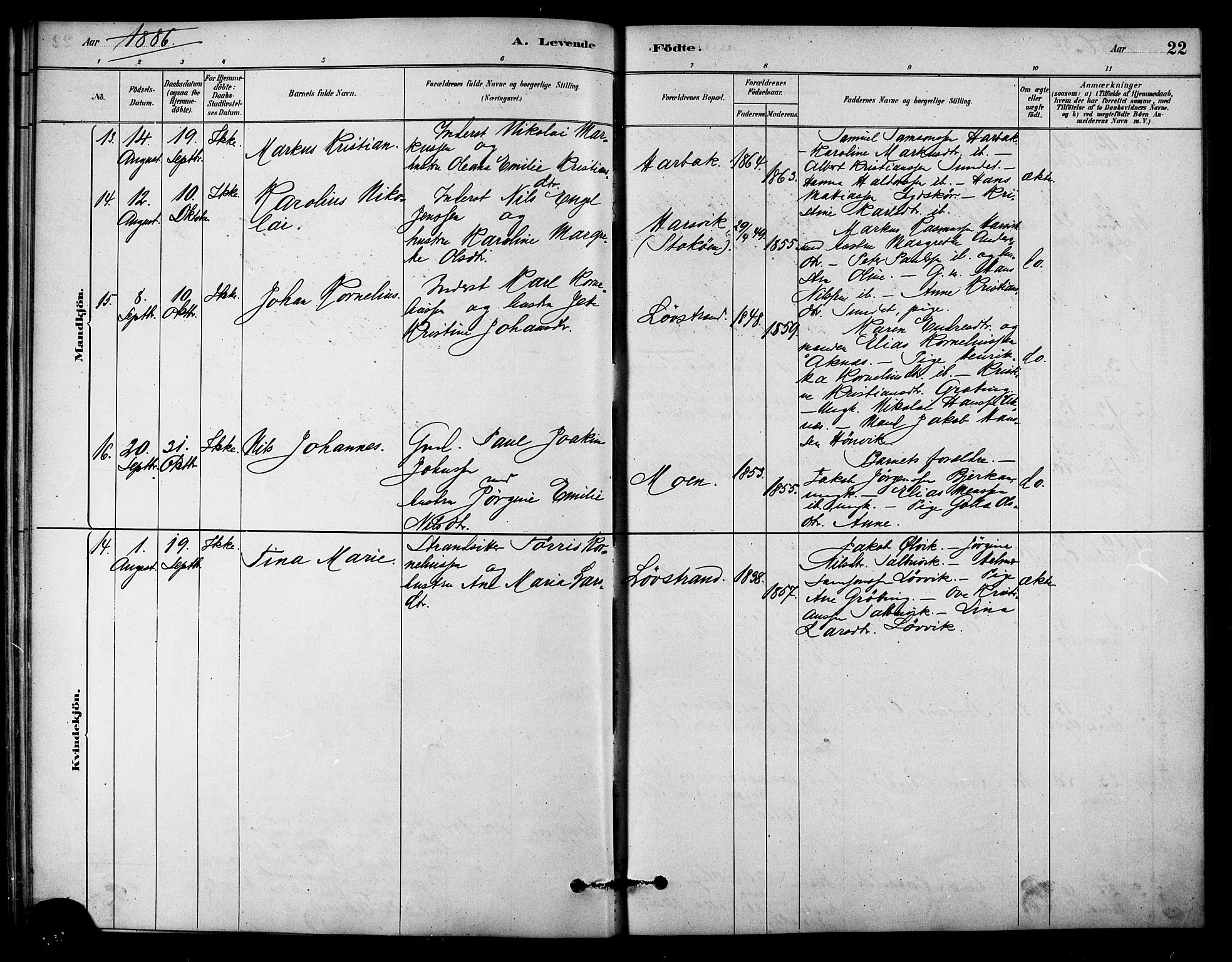 Ministerialprotokoller, klokkerbøker og fødselsregistre - Sør-Trøndelag, AV/SAT-A-1456/656/L0692: Parish register (official) no. 656A01, 1879-1893, p. 22