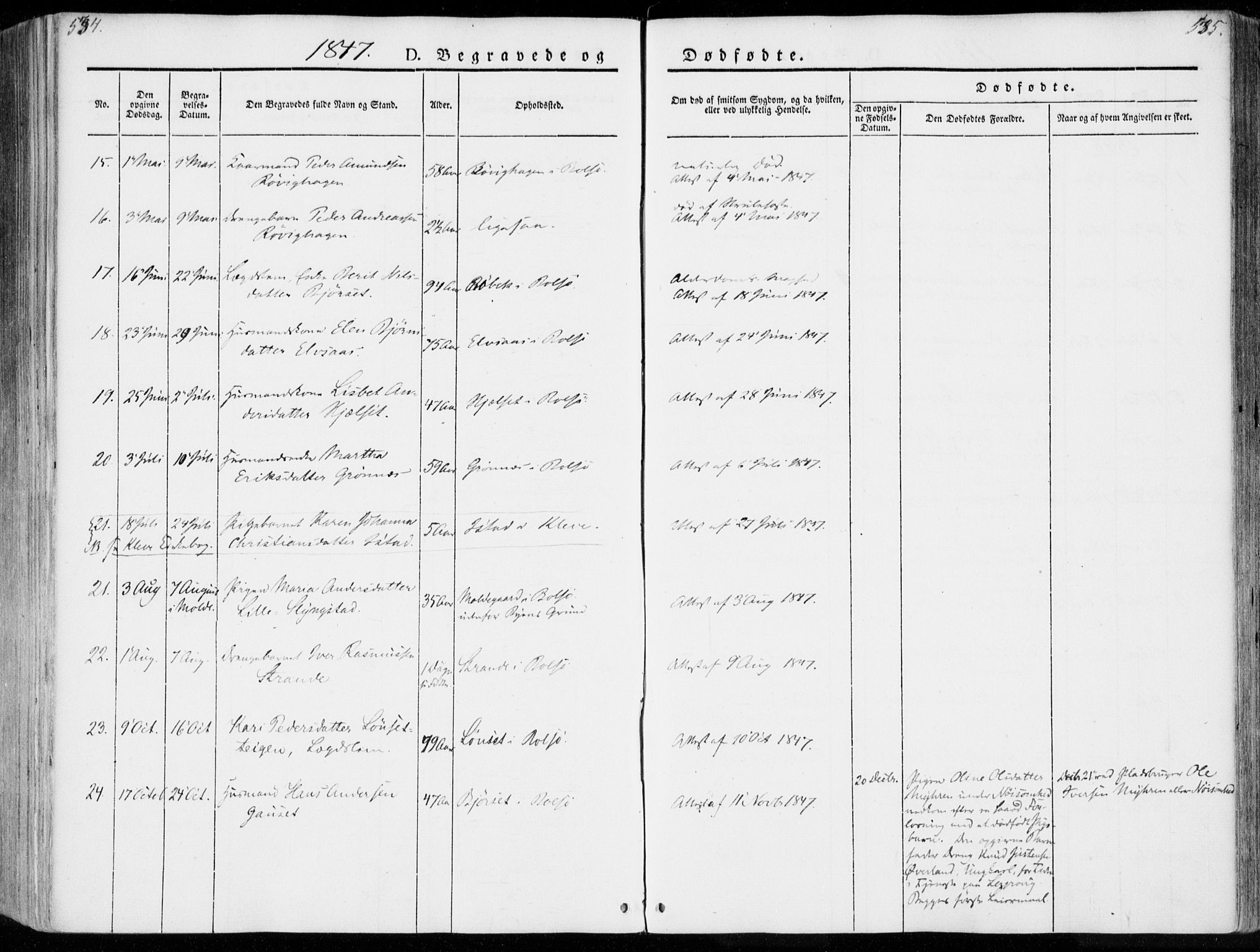 Ministerialprotokoller, klokkerbøker og fødselsregistre - Møre og Romsdal, SAT/A-1454/555/L0653: Parish register (official) no. 555A04, 1843-1869, p. 534-535