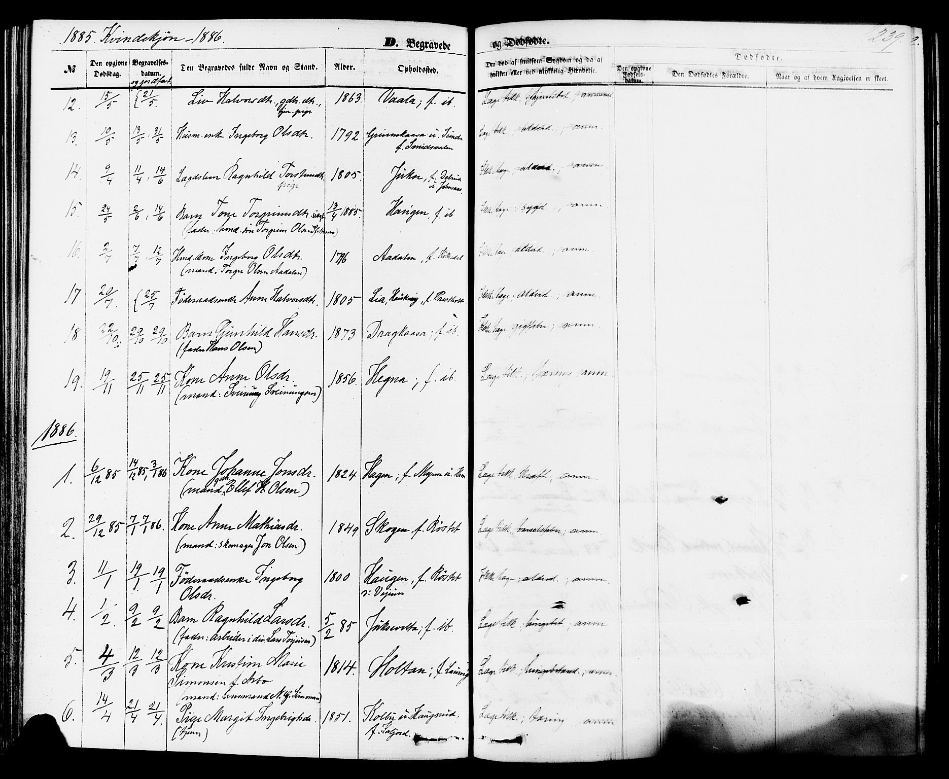 Sauherad kirkebøker, SAKO/A-298/F/Fa/L0008: Parish register (official) no. I 8, 1873-1886, p. 239