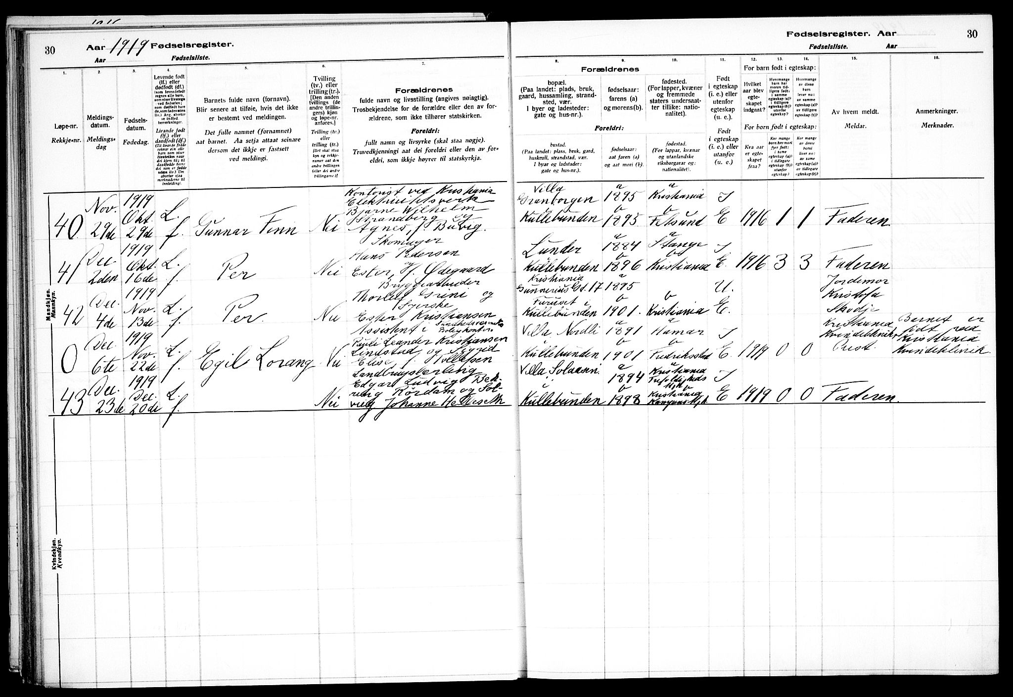 Nesodden prestekontor Kirkebøker, SAO/A-10013/J/Jb/L0001: Birth register no. II 1, 1916-1933, p. 30