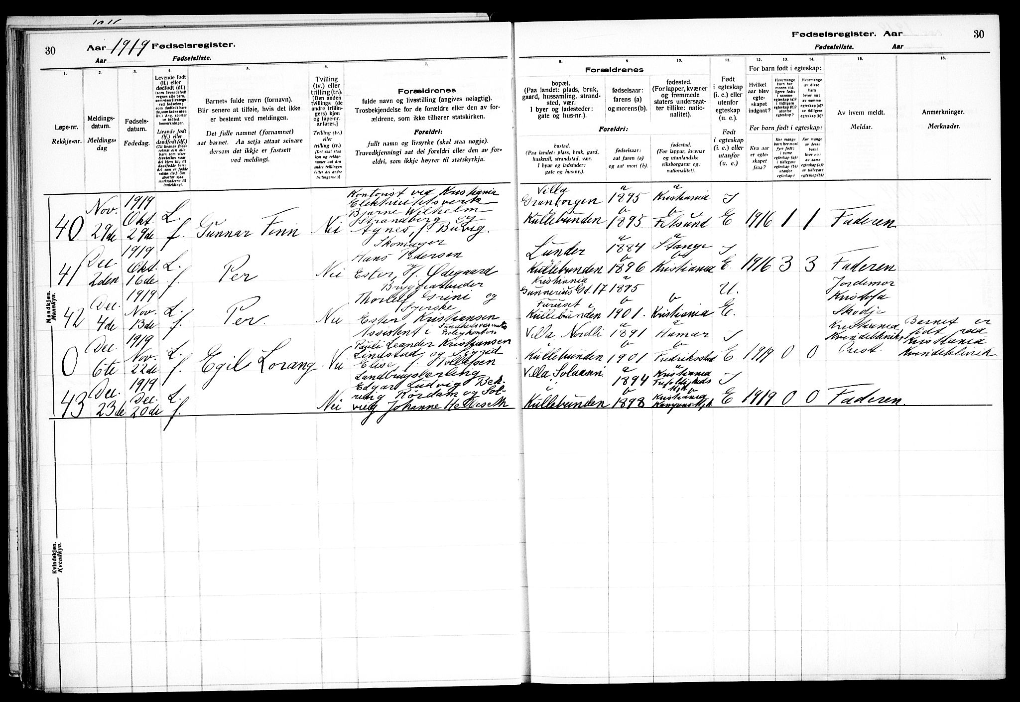 Nesodden prestekontor Kirkebøker, AV/SAO-A-10013/J/Jb/L0001: Birth register no. II 1, 1916-1933, p. 30