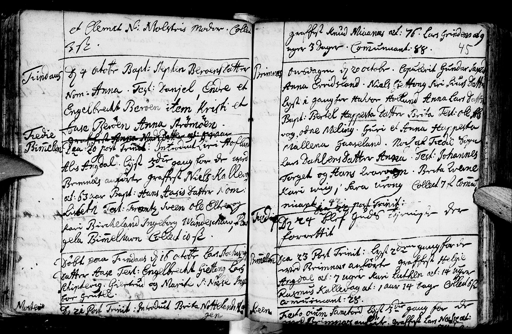 Finnås sokneprestembete, AV/SAB-A-99925/H/Ha/Haa/Haaa/L0001: Parish register (official) no. A 1, 1718-1744, p. 45