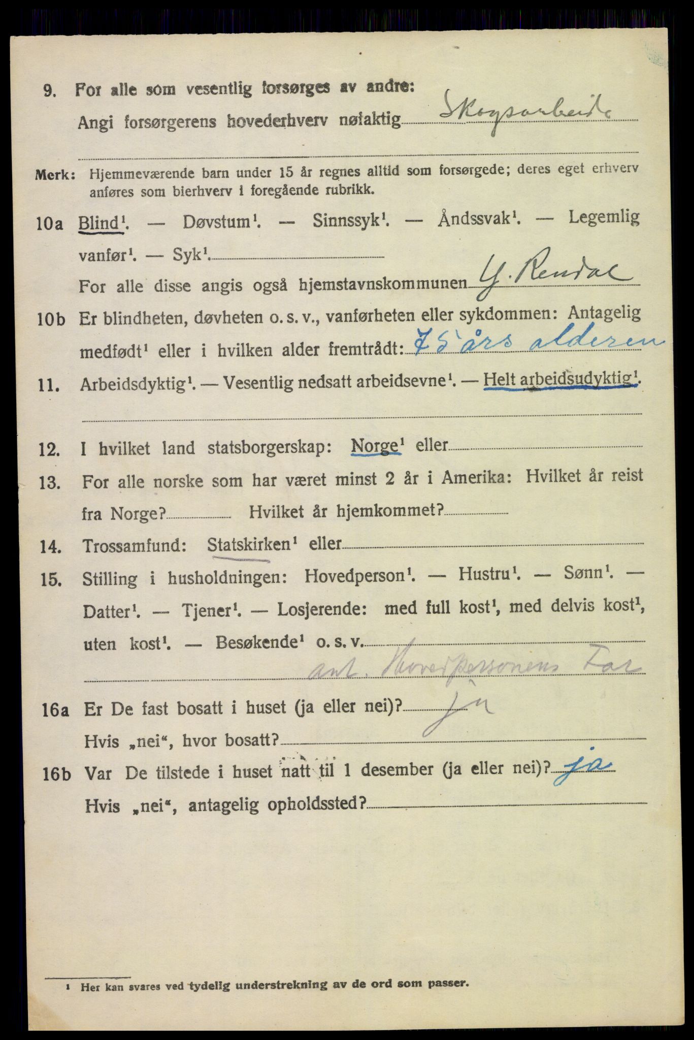 SAH, 1920 census for Ytre Rendal, 1920, p. 3642