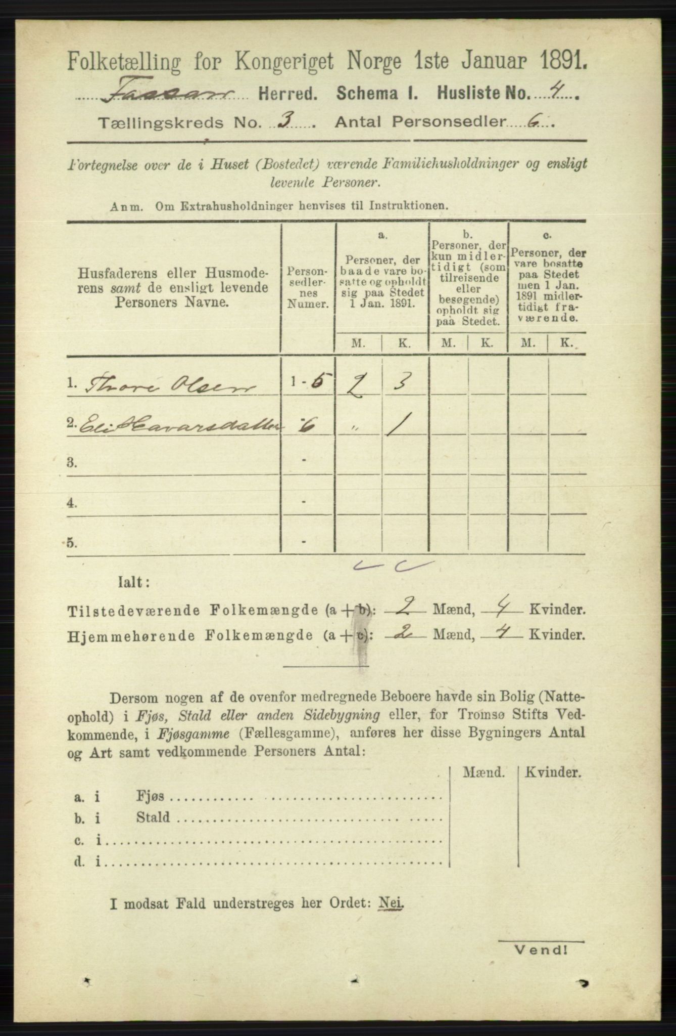 RA, 1891 census for 1129 Forsand, 1891, p. 302