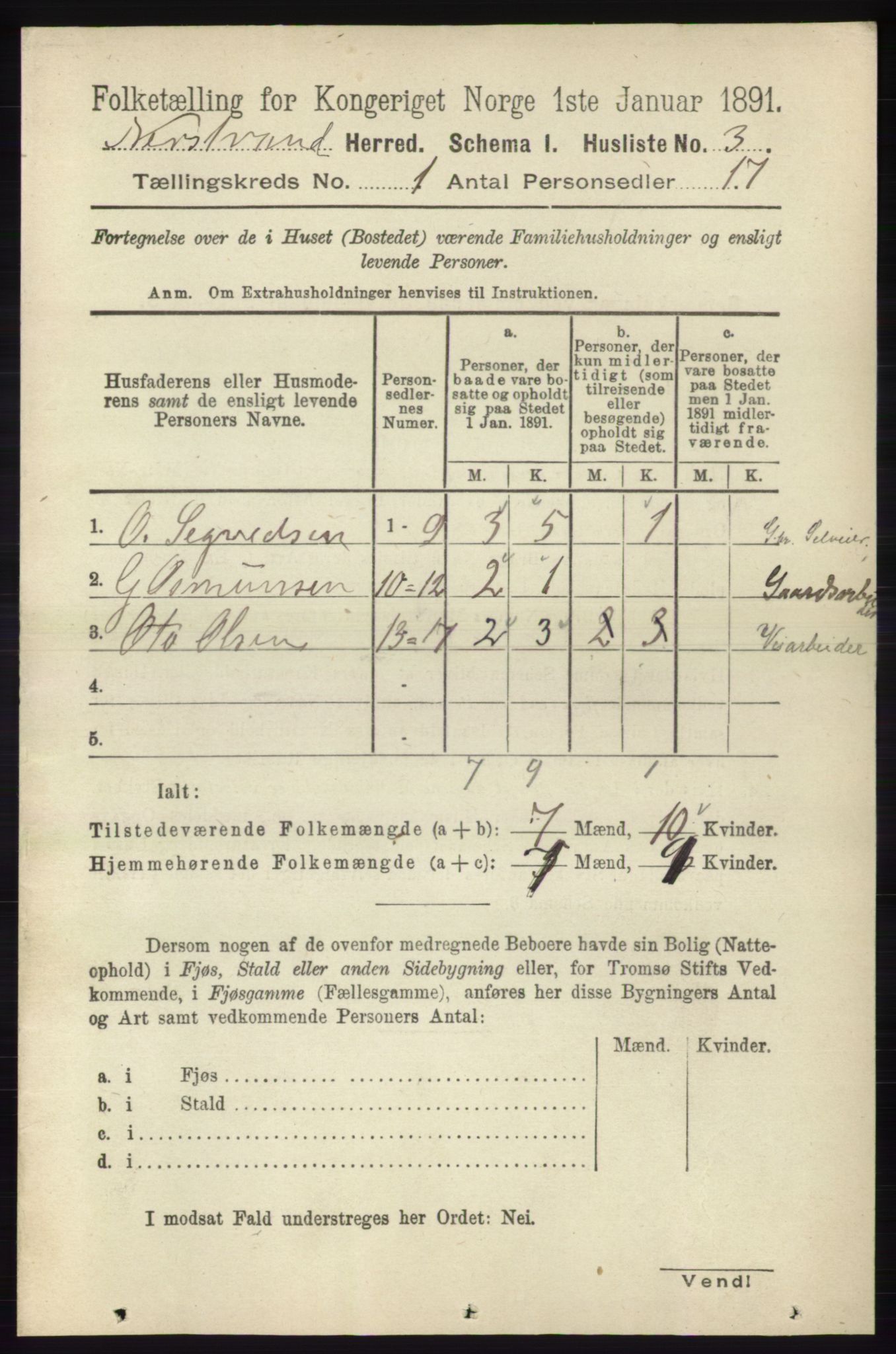 RA, 1891 census for 1139 Nedstrand, 1891, p. 29