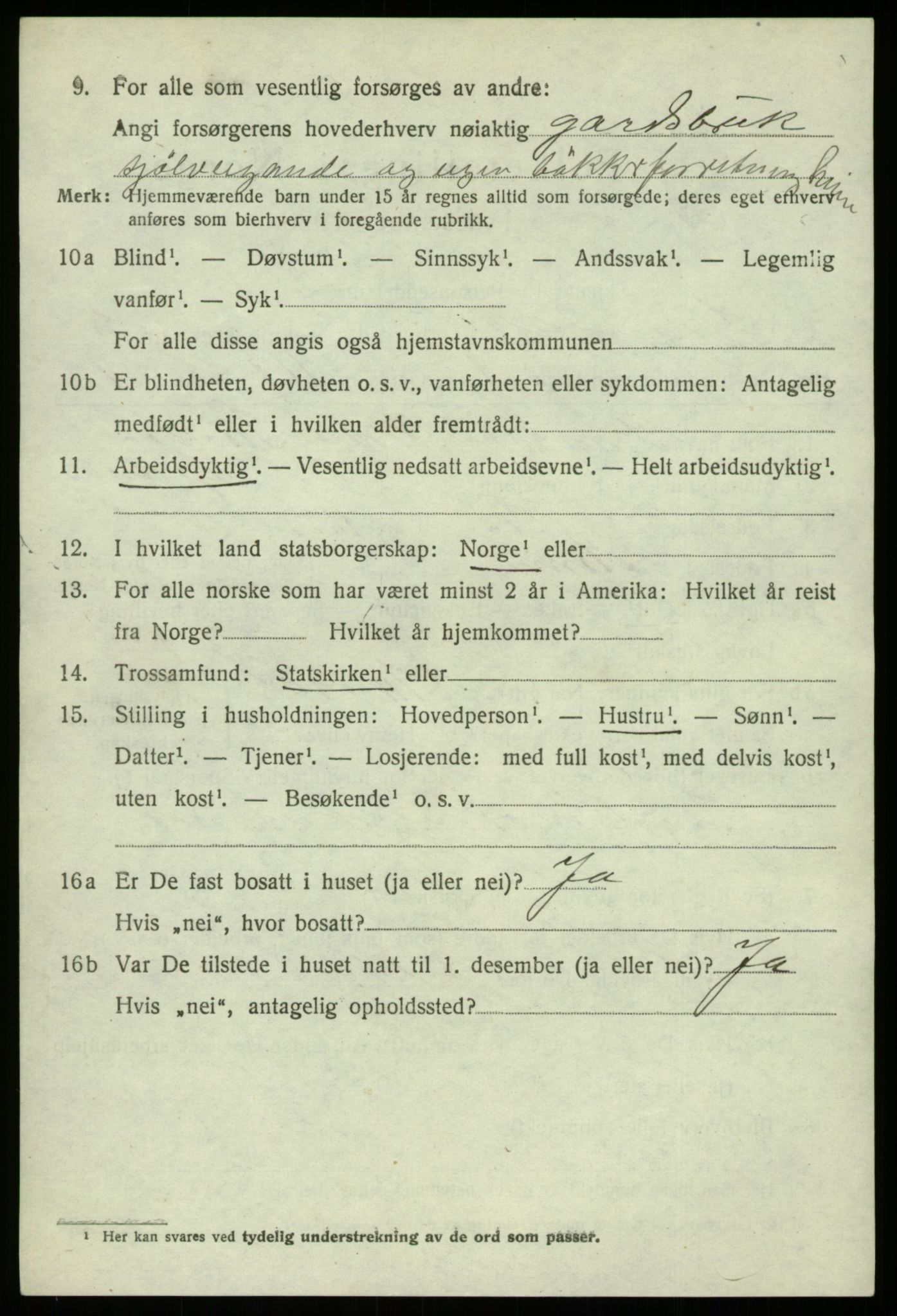 SAB, 1920 census for Strandvik, 1920, p. 3975