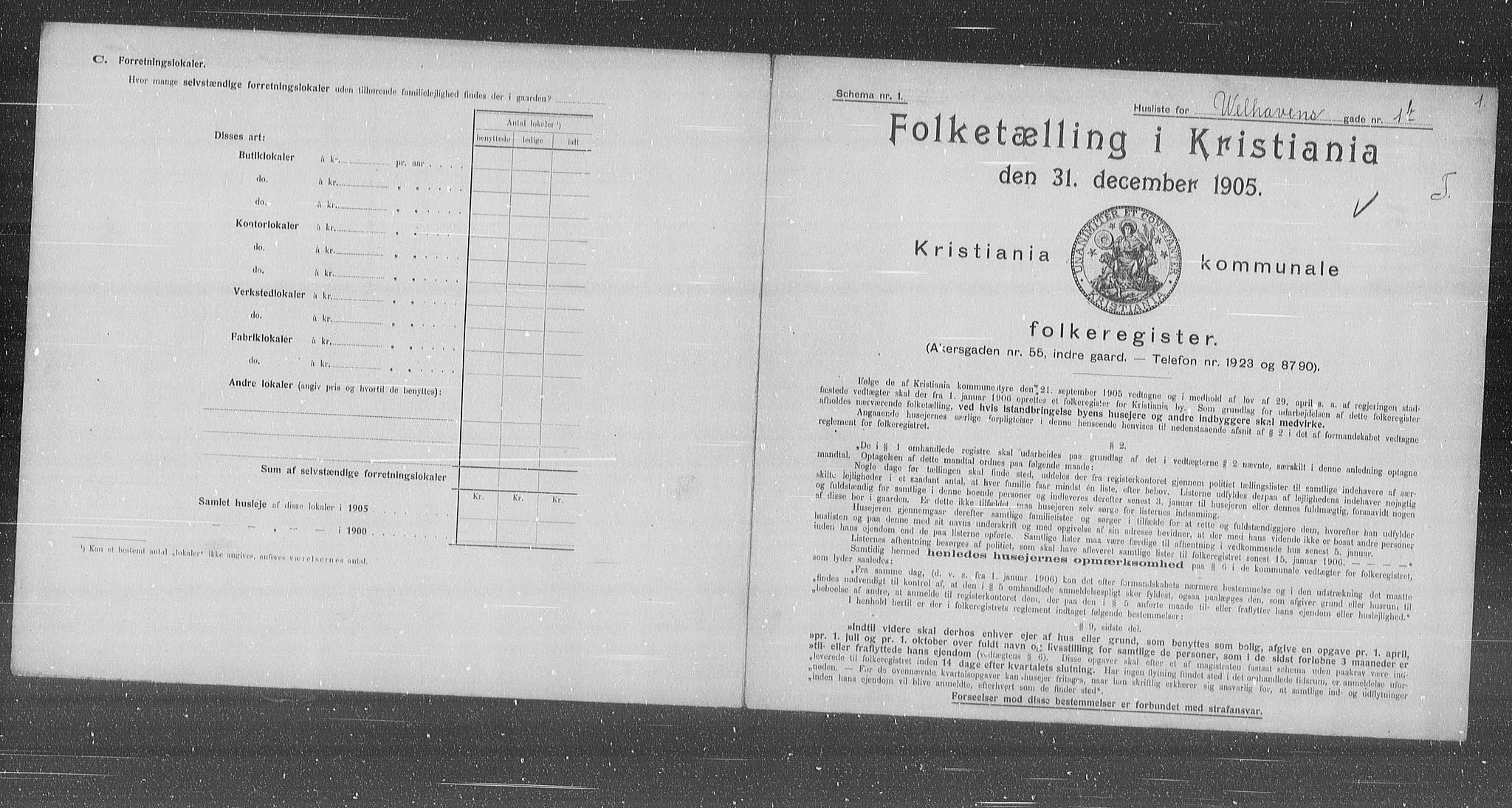 OBA, Municipal Census 1905 for Kristiania, 1905, p. 66944