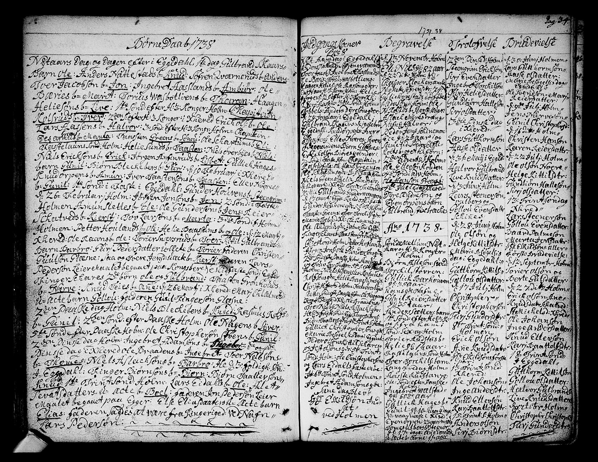 Sigdal kirkebøker, SAKO/A-245/F/Fa/L0001: Parish register (official) no. I 1, 1722-1777, p. 34
