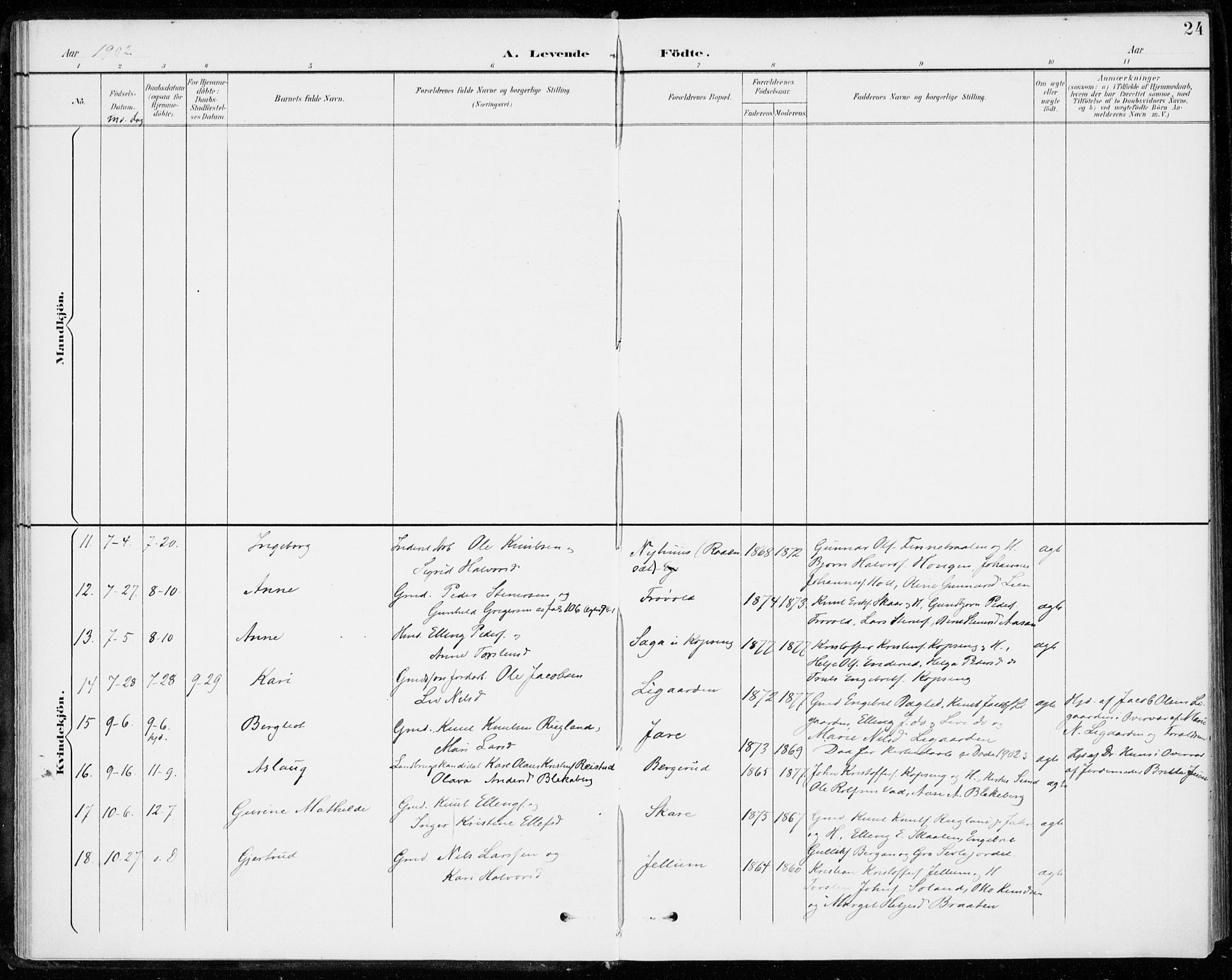 Sigdal kirkebøker, SAKO/A-245/F/Fc/L0002: Parish register (official) no. III 2, 1894-1911, p. 24