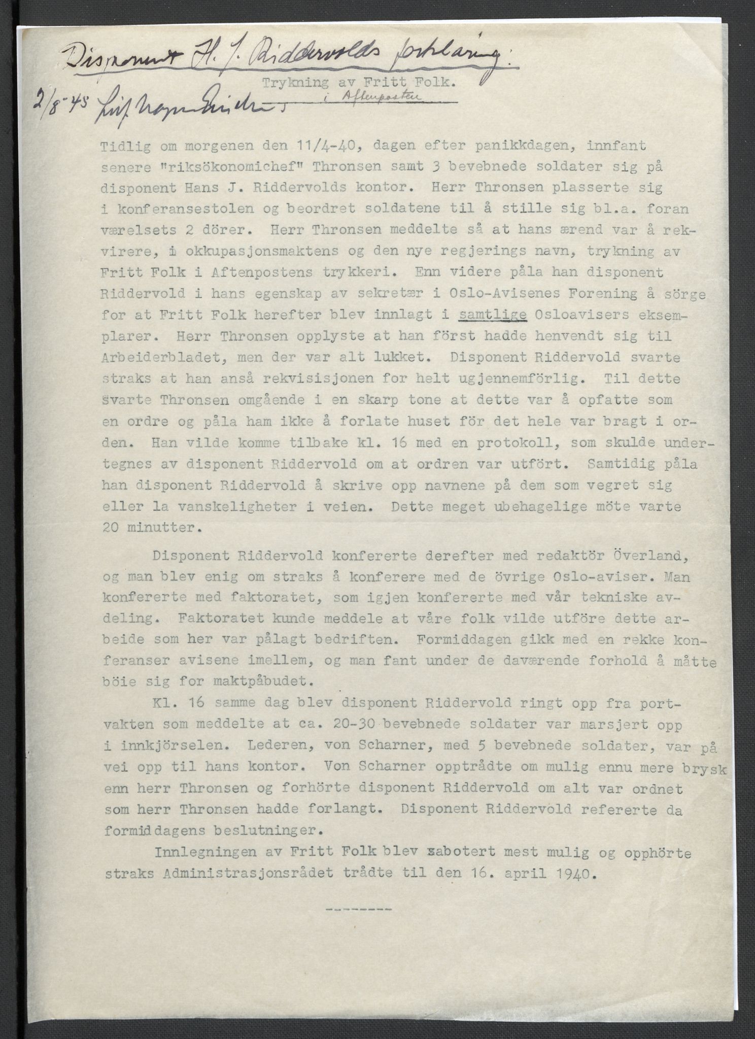 Landssvikarkivet, Oslo politikammer, AV/RA-S-3138-01/D/Da/L0003: Dnr. 29, 1945, p. 1432