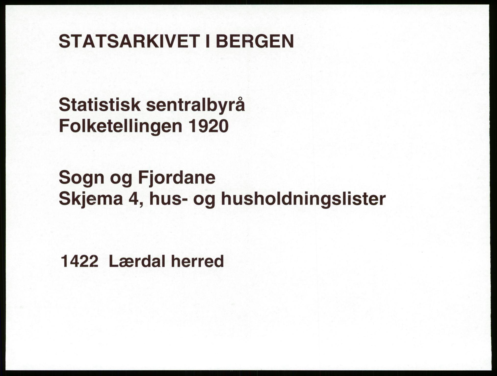 SAB, 1920 census for Lærdal, 1920, p. 35