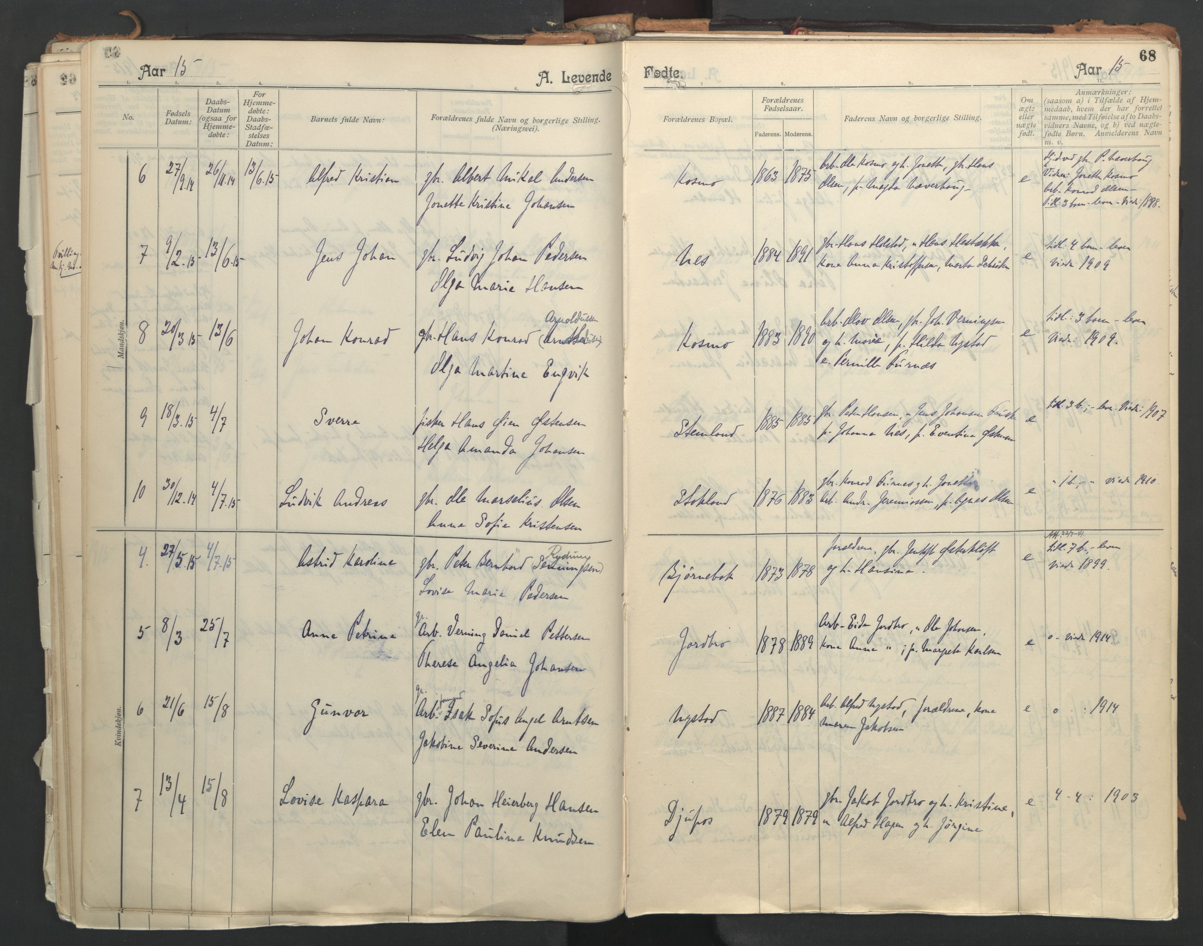 Ministerialprotokoller, klokkerbøker og fødselsregistre - Nordland, AV/SAT-A-1459/851/L0724: Parish register (official) no. 851A01, 1901-1922, p. 68