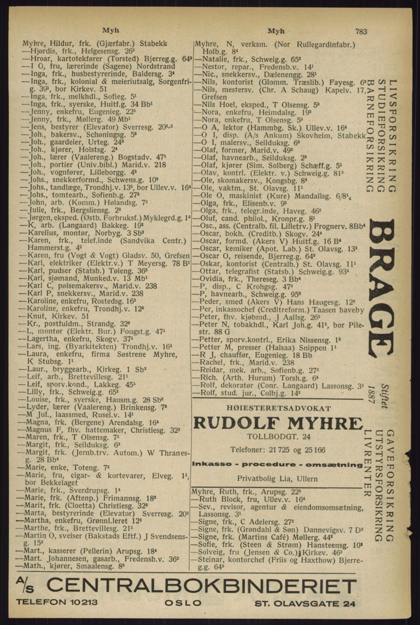 Kristiania/Oslo adressebok, PUBL/-, 1927, p. 783