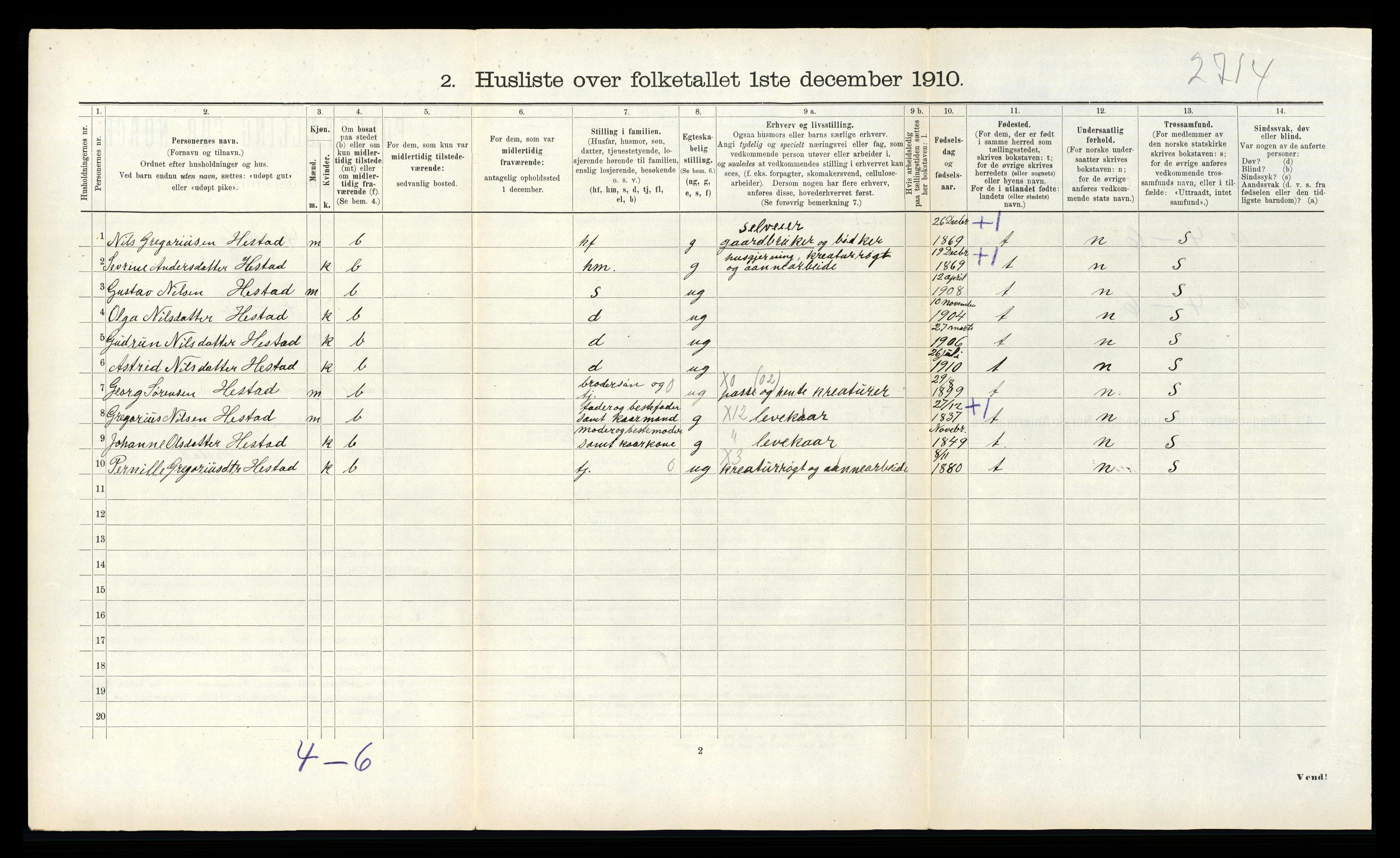 RA, 1910 census for Indre Holmedal, 1910, p. 111